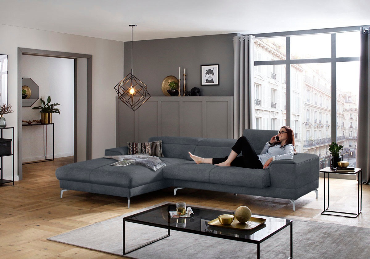 Thumbnail - W.SCHILLIG Ecksofa "piedroo, Designsofa mit tollem Sitzkomfort, bequem und elegant, L-Form", Kopfteilverstellung, wahlwe...