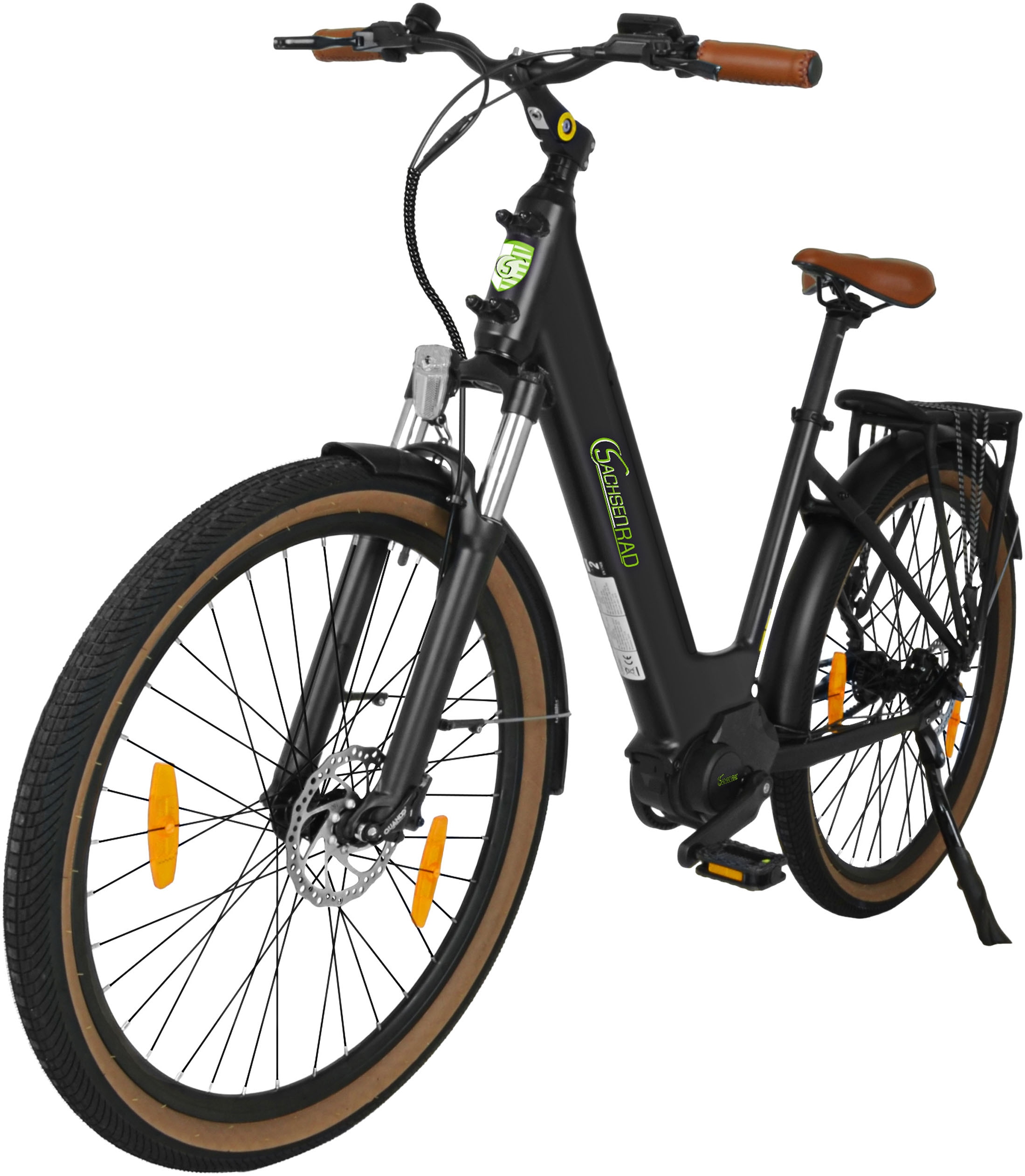 SachsenRad »C5R« 1 Gang Shimano keine Schaltwerk ohne Schaltung Mittelmotor 250 W TFT Farb-LCD-Display, Fahrmodus Pedelec, 
LED-Frontlicht, Alarmanlage