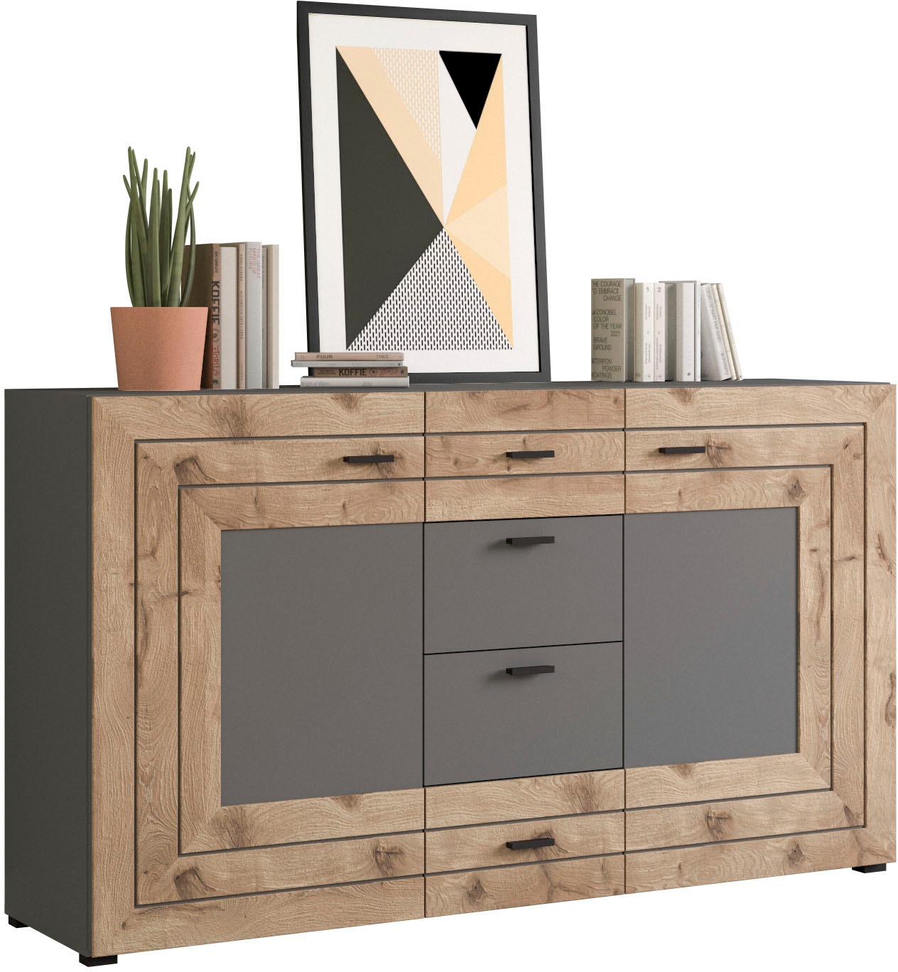 Home affaire Sideboard "Aalborg, Breite 160 cm, 4 Schubkästen, 2 Türen, 6 F günstig online kaufen
