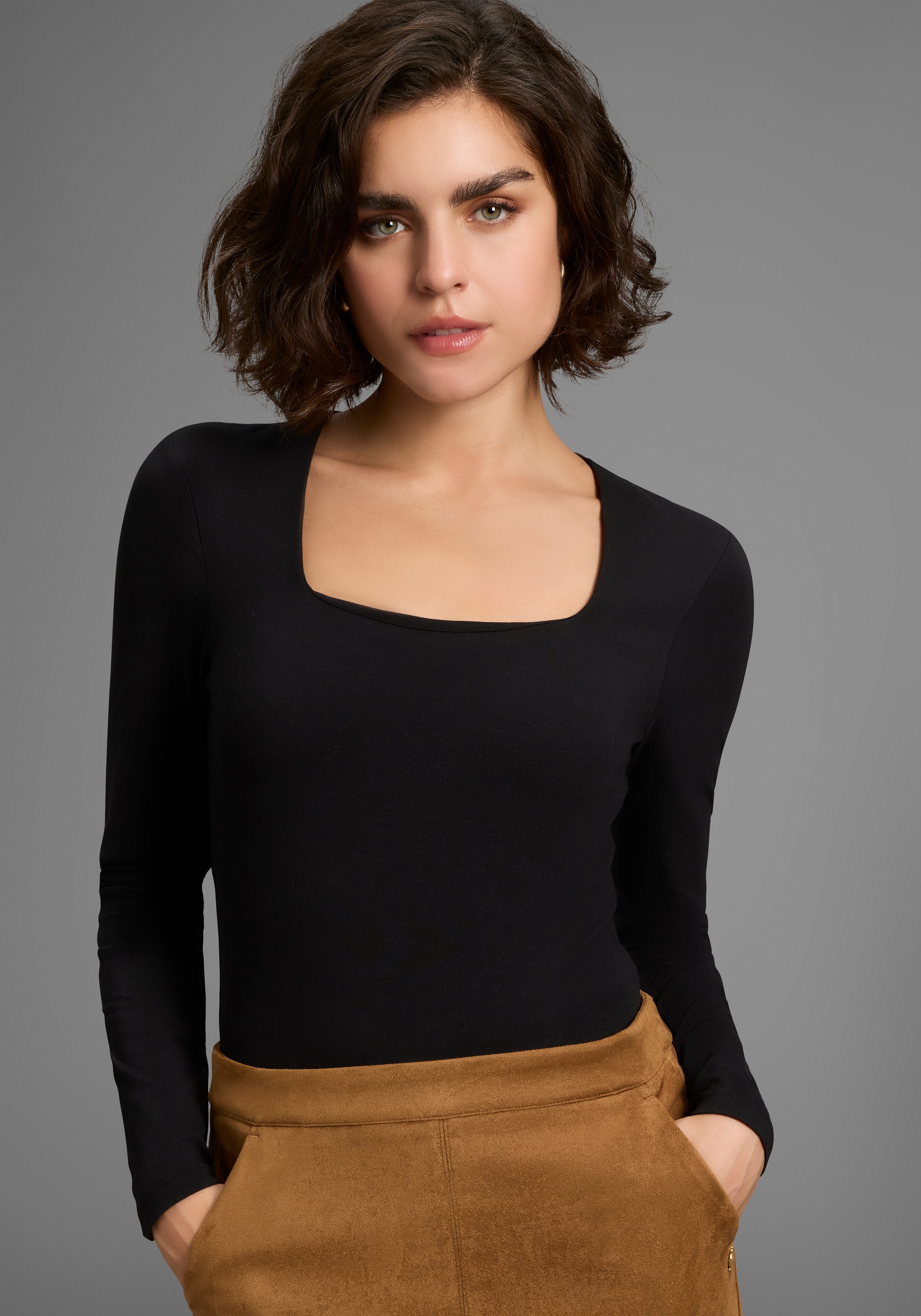 Laura Scott Langarmbody mit modischem Karree-Ausschnitt - NEUE KOLLEKTION günstig online kaufen