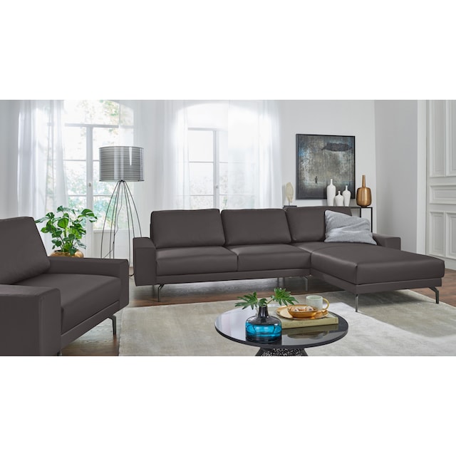 hülsta sofa Ecksofa »hs.450«, Armlehne breit und niedrig, Alugussfüße in  umbragrau, Breite 294 cm kaufen | BAUR