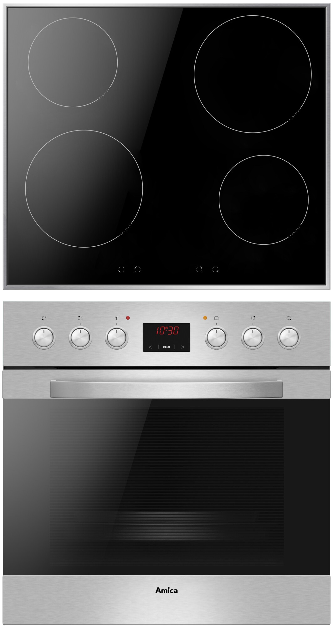 AMICA Induktions Herd-Set "EHI 12919 E", silber, Herdsets, Komfortables Kochen und Backen mit moderner und bequemer Handhabung