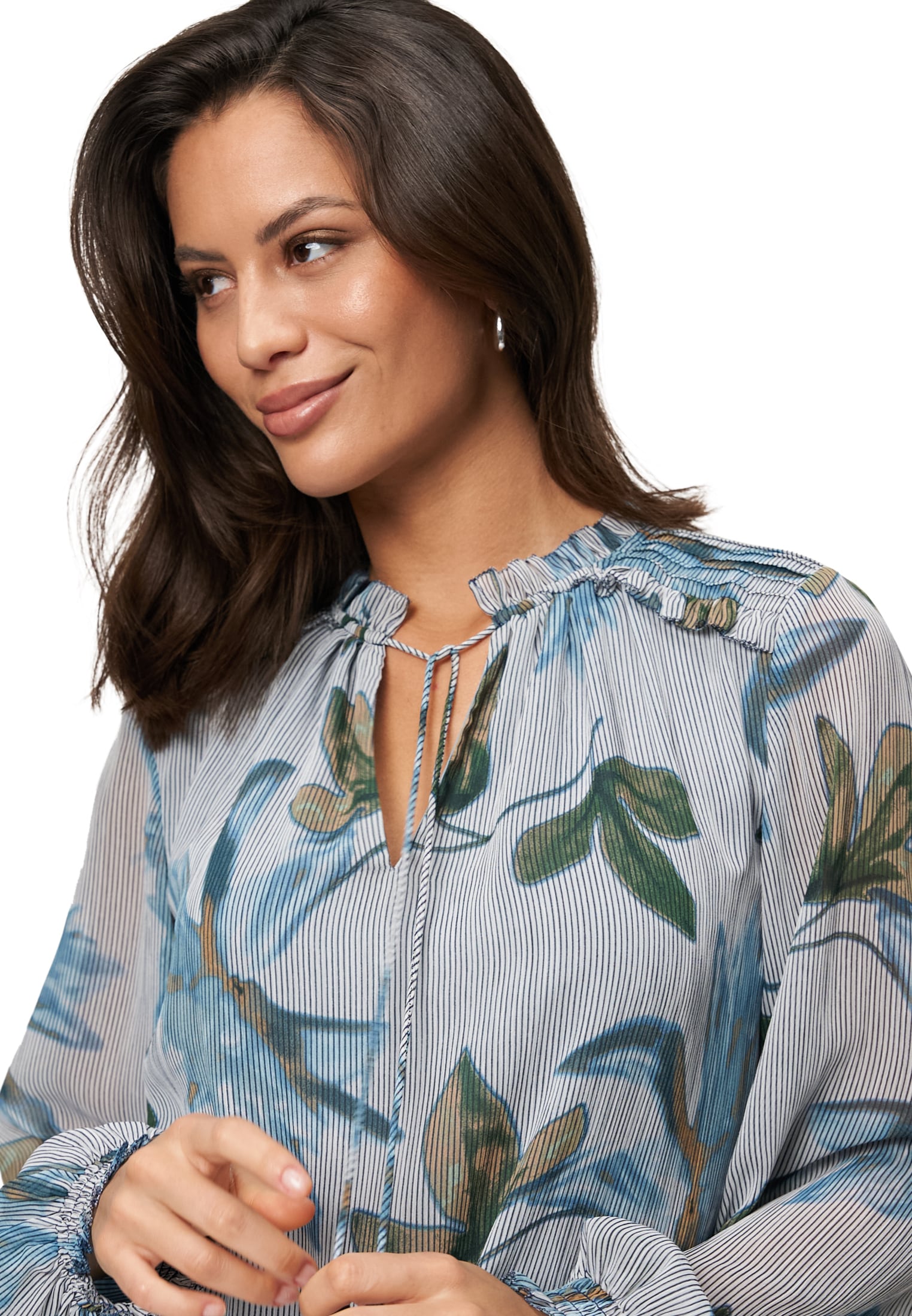 Zero Chiffonbluse »zero Chiffonbluse mit Blätterdruck«