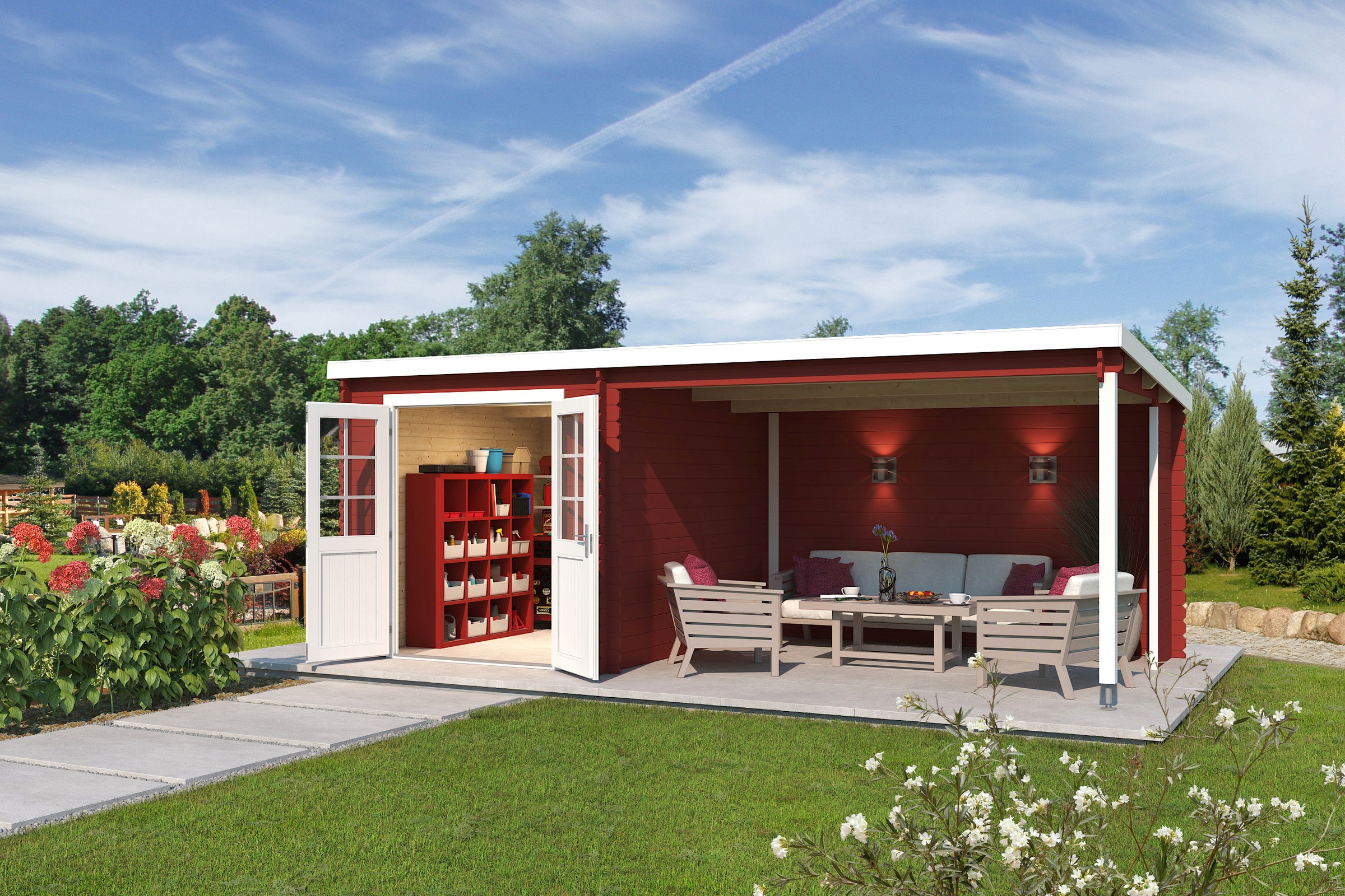 LASITA MAJA Gartenhaus "Saint Paul, Schwedenrot" mit Anbau günstig online kaufen