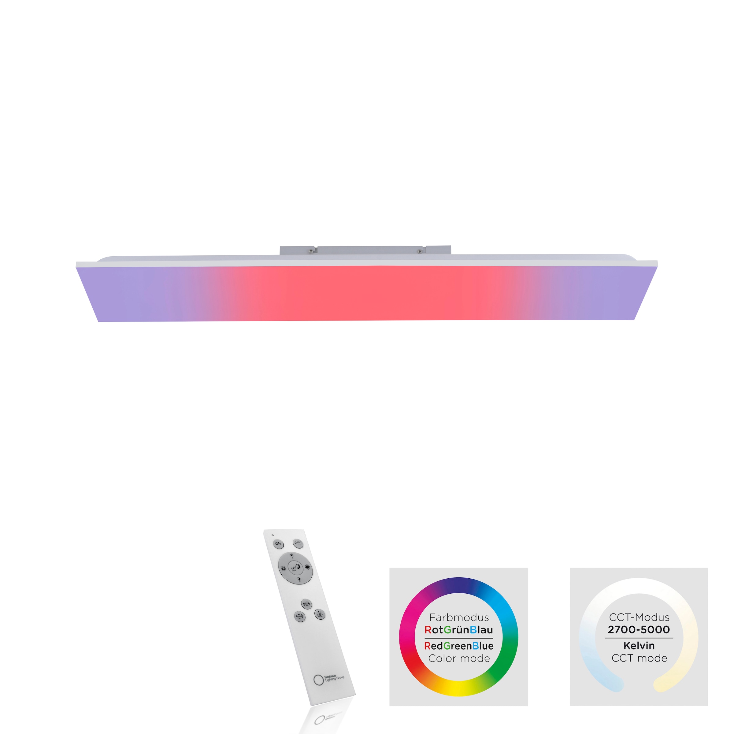 über RGB+tunable BAUR white, LIGHT JUST »YUKON«, 1 Fernbedienung, dimmbar, Infrarot | CCT inkl. Deckenleuchte flammig-flammig, -