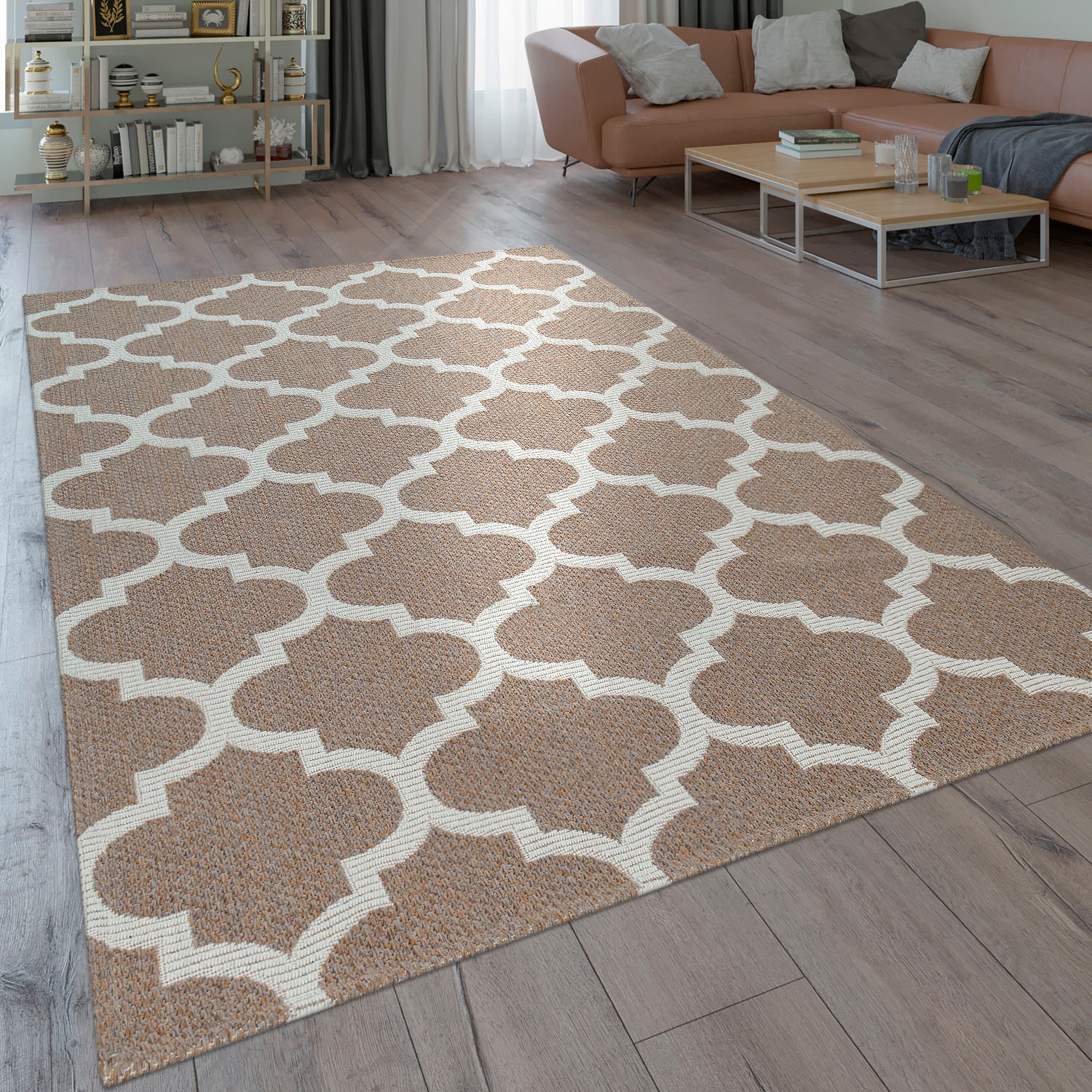 Teppich PACO HOME "Varadero 463", beige, B:80cm H:4mm L:150cm, Baumwolle, Polyester, Teppiche, Teppich, 3D-Design, Kurzflor, Wohnzimmer 3