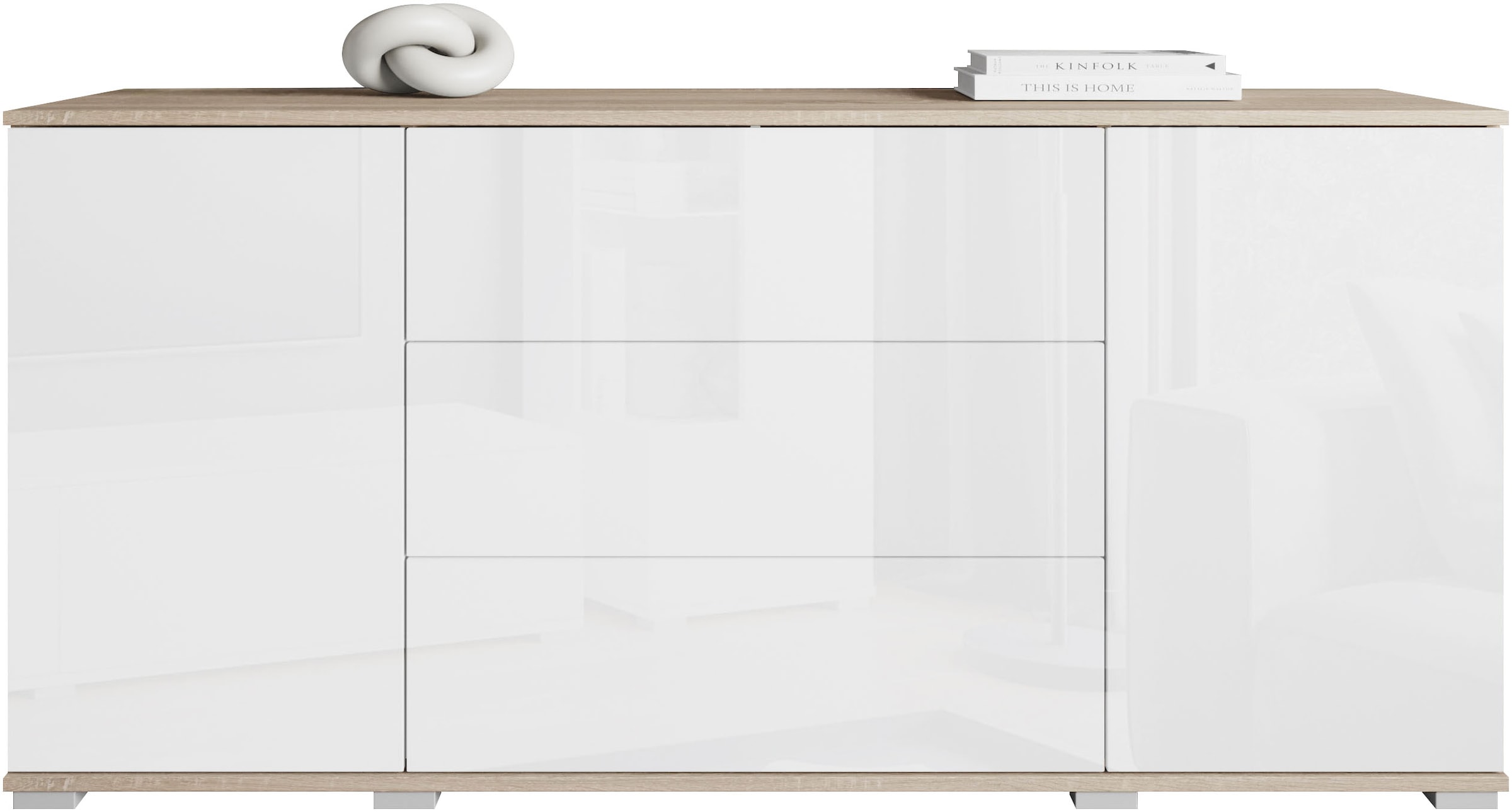INOSIGN Sideboard »Kenia«, (1 St.), Modernes Sideboard mit 3 Schubladen und 4 Fächern, Breite 150 cm