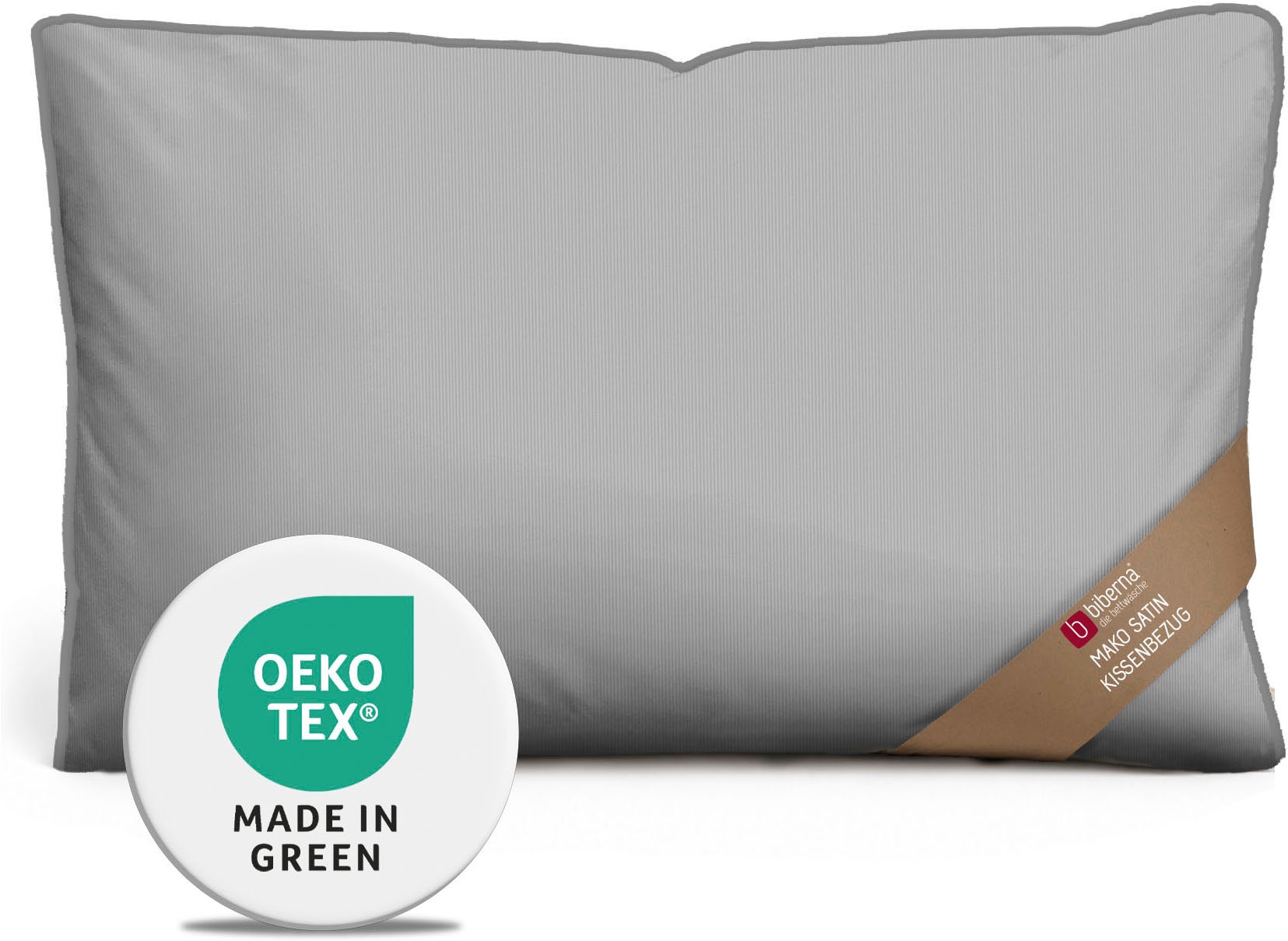 Biberna Kissenbezug »0615211 Premium Satin aus 100% Baumwolle mit Reißverschluß, 40x80 cm« seidig glatt & atmungsaktiv, Reißverschluss, Feine Streifen