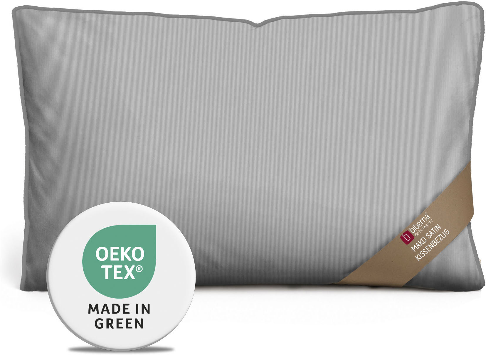 Biberna Kissenbezug "0615211 Premium Satin aus 100% Baumwolle mit Reißverschluß, 40x80 cm" seidig glatt & atmungsaktiv, Reißverschluss, Feine Streifen