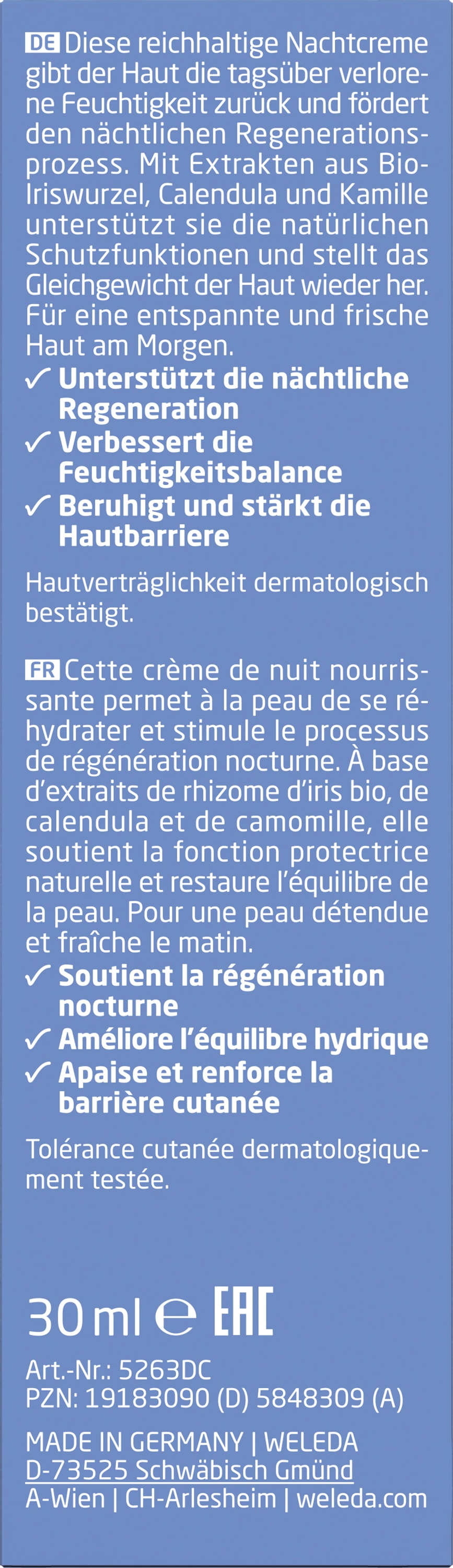 WELEDA Feuchtigkeitscreme »Weleda Iris Nachtpflege«