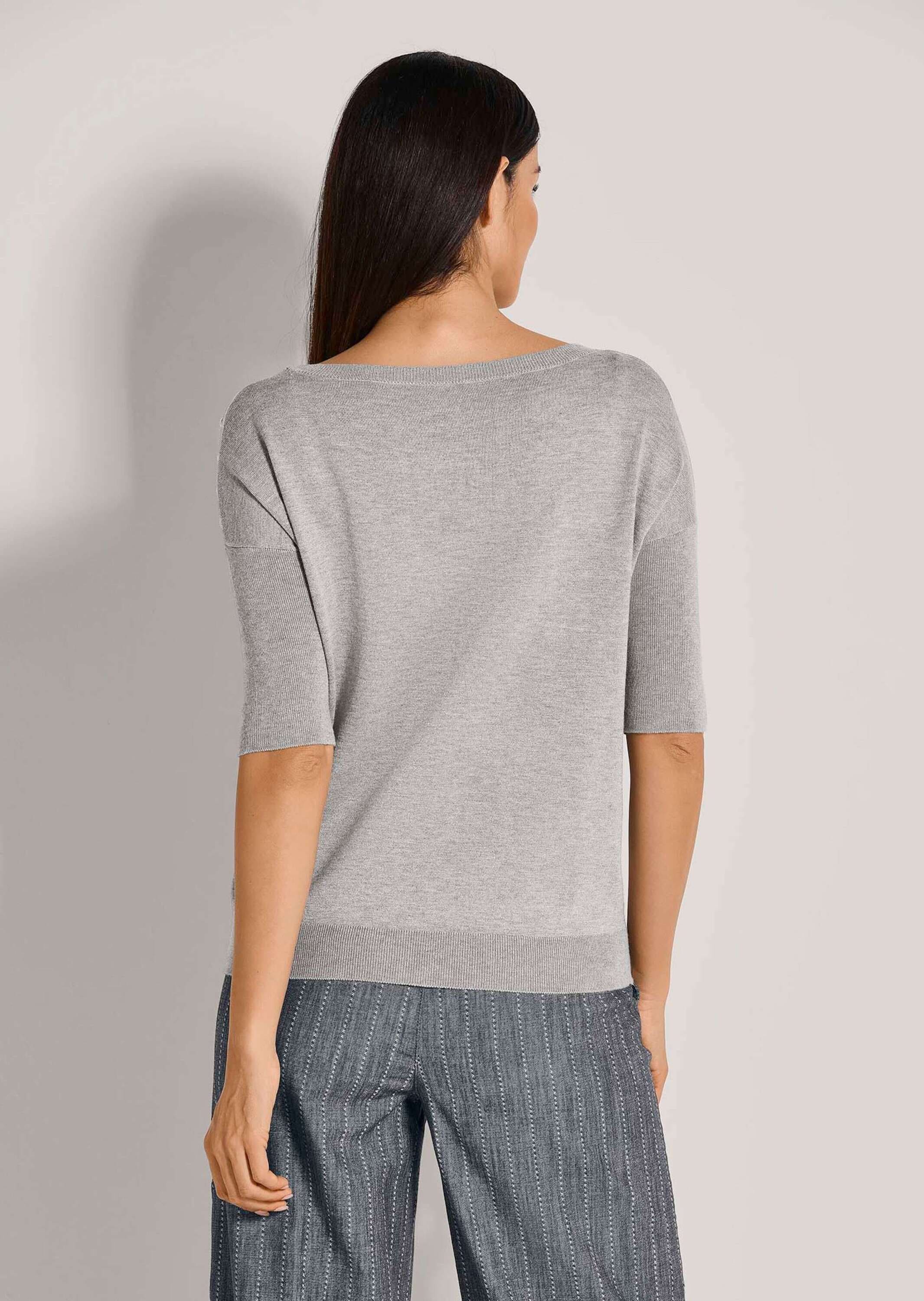 MADELEINE Longpullover »Pullover Halbarm-Pullover mit Ziersteinen«