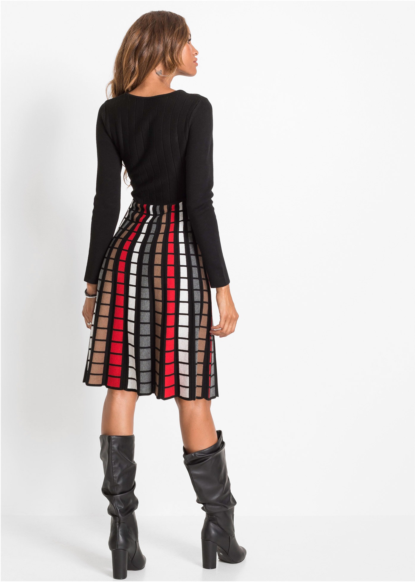 bonprix Strickkleid "Strickkleid mit Karos" Strickkleid mit Karos günstig online kaufen