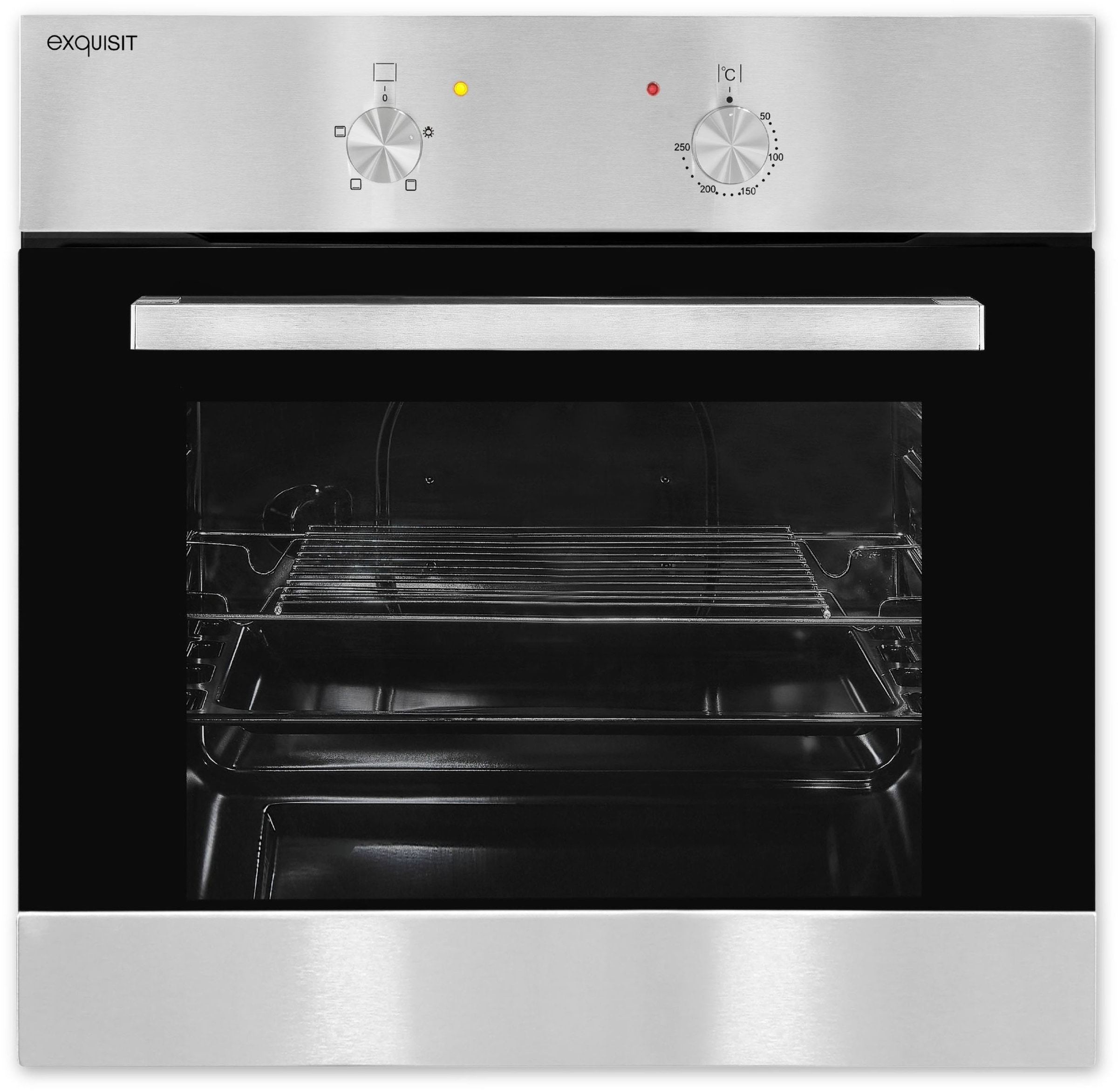 EXQUISIT Einbaubackofen "EBE 555-1.1", B:59,5cm H:59,5cm T:53cm, silber, Backöfen, Alles drin: Grill, Licht, Backblech – für jedes Backvorhaben
