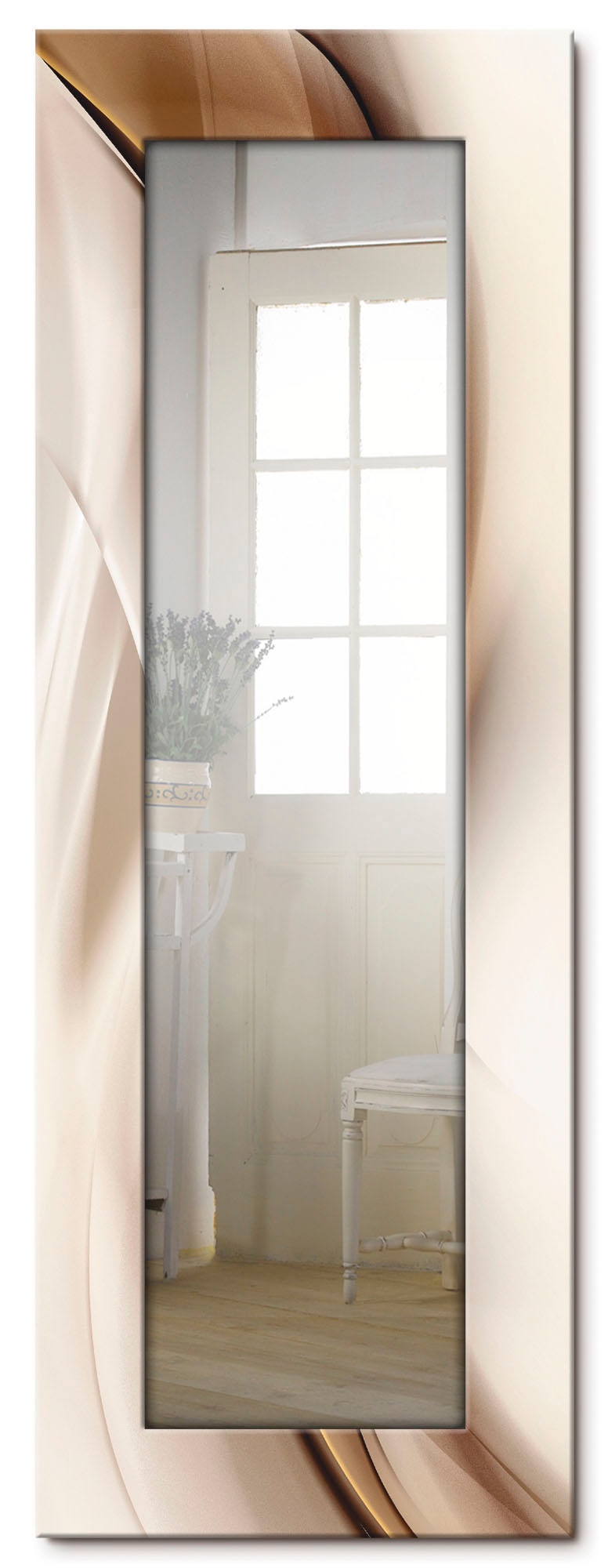Artland Dekospiegel »Braune abstrakte Welle«, gerahmter Ganzkörperspiegel, Wandspiegel, mit Motivrahmen, Landhaus