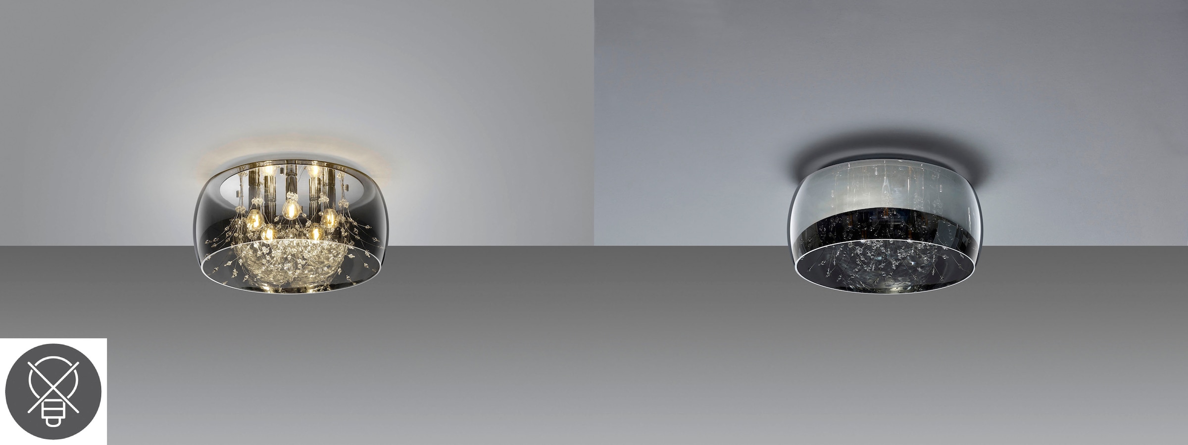 TRIO Leuchten Deckenleuchte »Crystel«, 5 Deckenlampe BAUR Leuchtmittel Glasschirm flammig-flammig, 5xE14 exkl Elegante | mit Ø 50cm