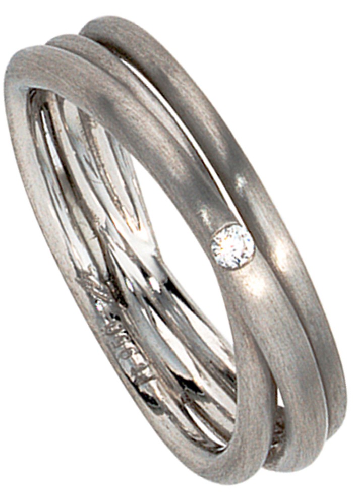 Diamantring JOBO "Wickelring Platinring" Gr. 56, platin 950, Fingerringe, Damen, 56, SI = kleine Einschlüsse, Diamanten Platin 950, Diamanten, Platin 950, Diamantring, 950 Platin matt mit Diamant