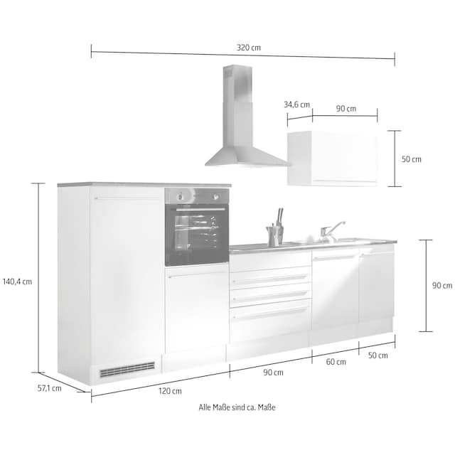 BASIC by Balculina Küchenzeile »Jazz«, Breite 320 cm, wahlweise mit E- Geräten bestellen | BAUR