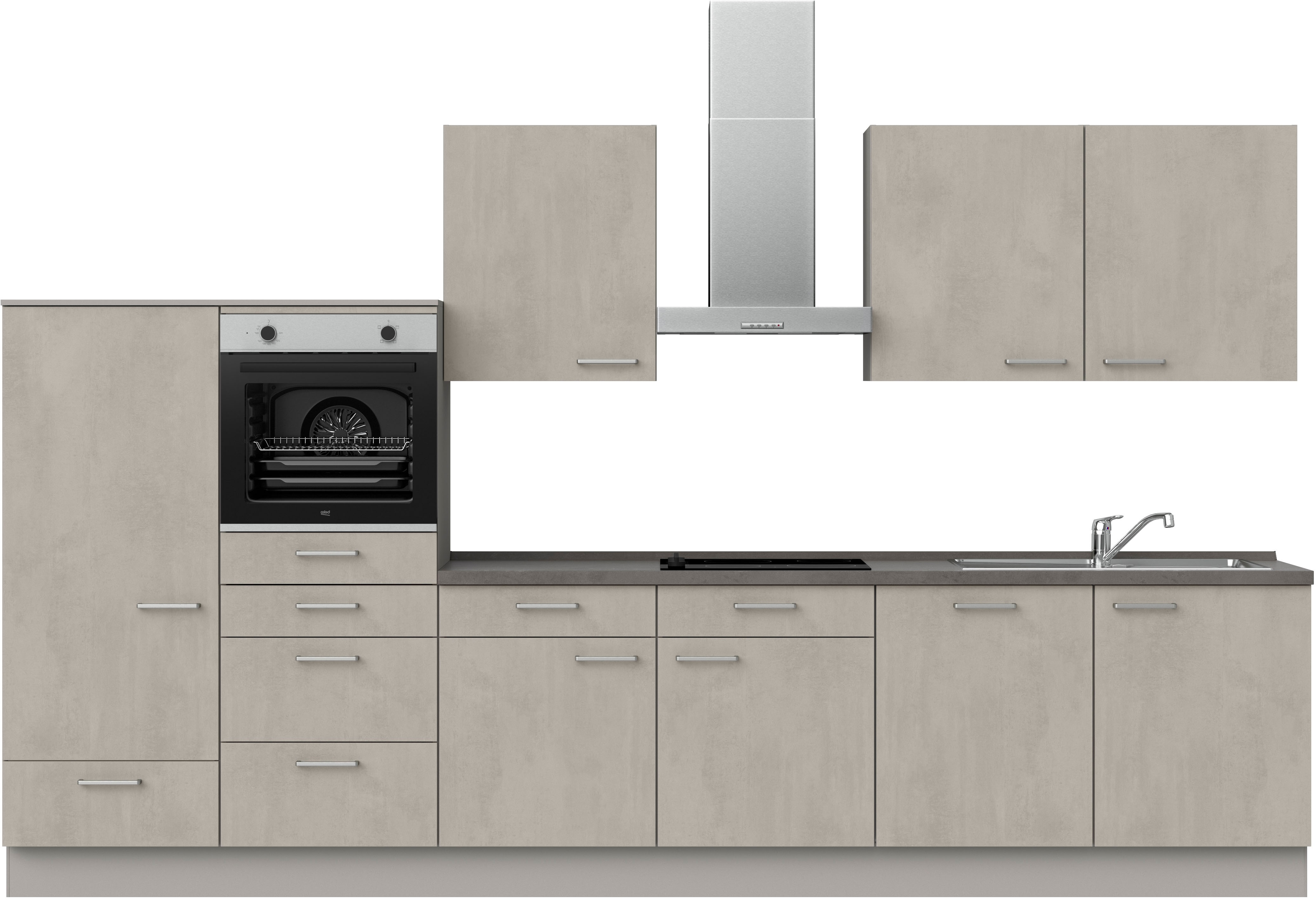 nobilia Küchenzeile ""Riva I", NEU: individuell anpassbar mit gratis Profi-Beratung" vormontiert, Breite 360 cm, Ausrichtung wählbar, wahlw. mit E-Geräten