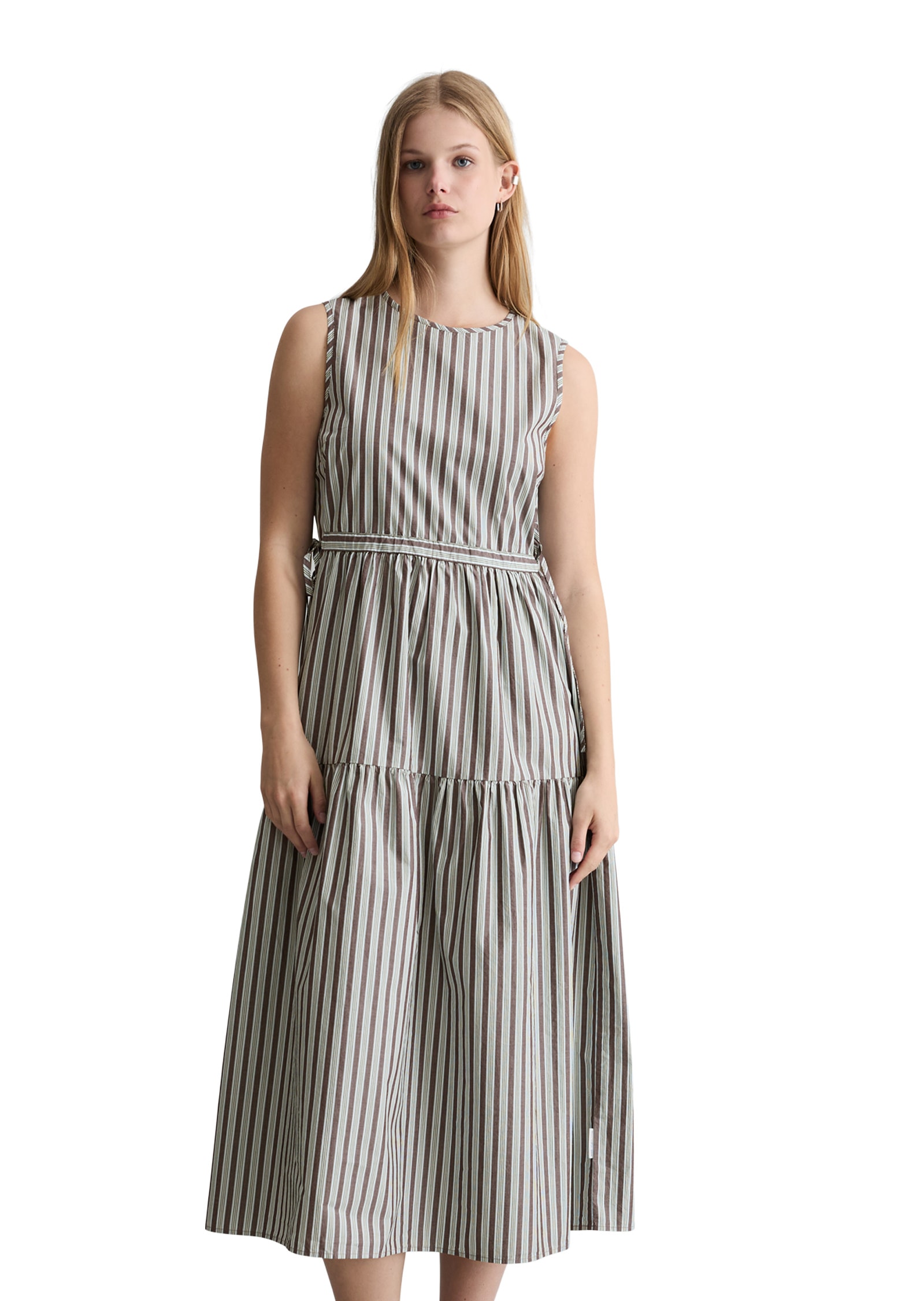 Marc OPolo DENIM Midikleid "aus gestreifter Papertouch-Popeline"