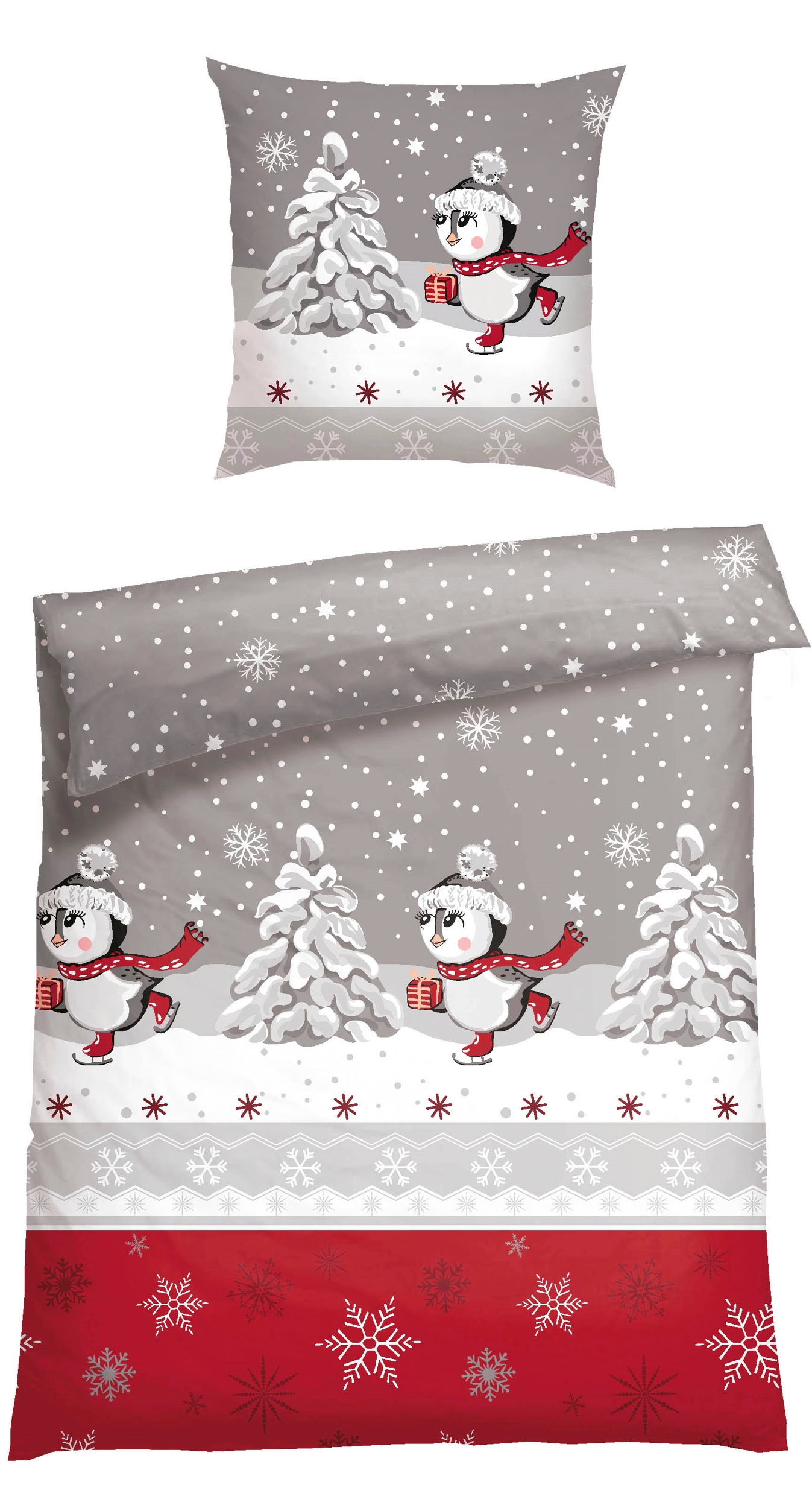 Schiesser Bettwäsche "Telso aus weicher Baumwolle mit süßen Pinguinen" 2 St günstig online kaufen