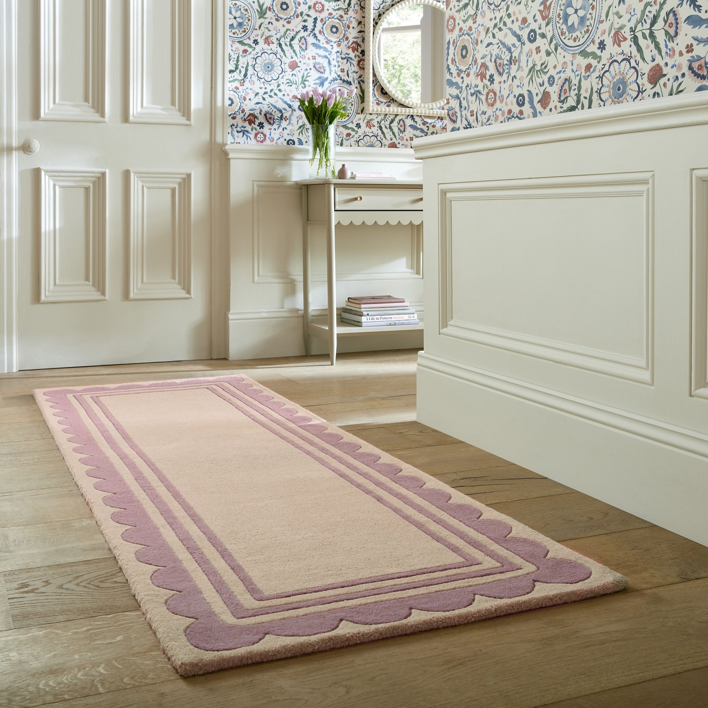 FLAIR RUGS Wollteppich "Lois mit Jakobsmuschelbordüre" rechteckig 7 mm Höhe günstig online kaufen