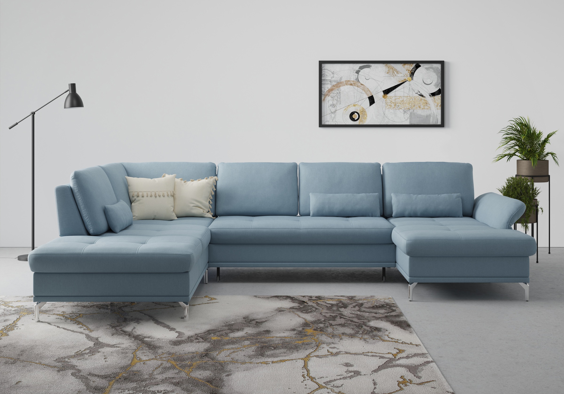 Home Affaire Palm Beach Wohnlandschaft U-Form Hellblau 5