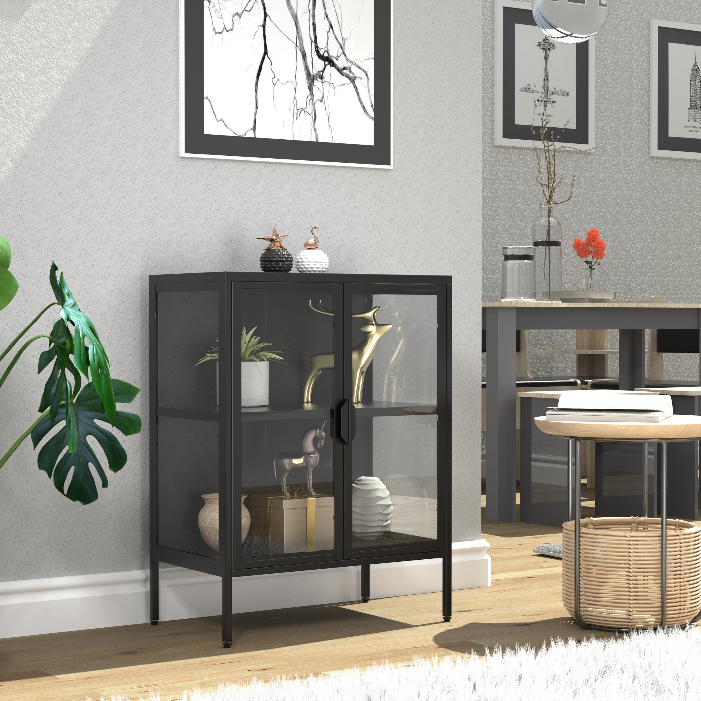 VCM Standvitrine »Stahl Glas Standvitrine Vitrine Schaukasten FlokaS«