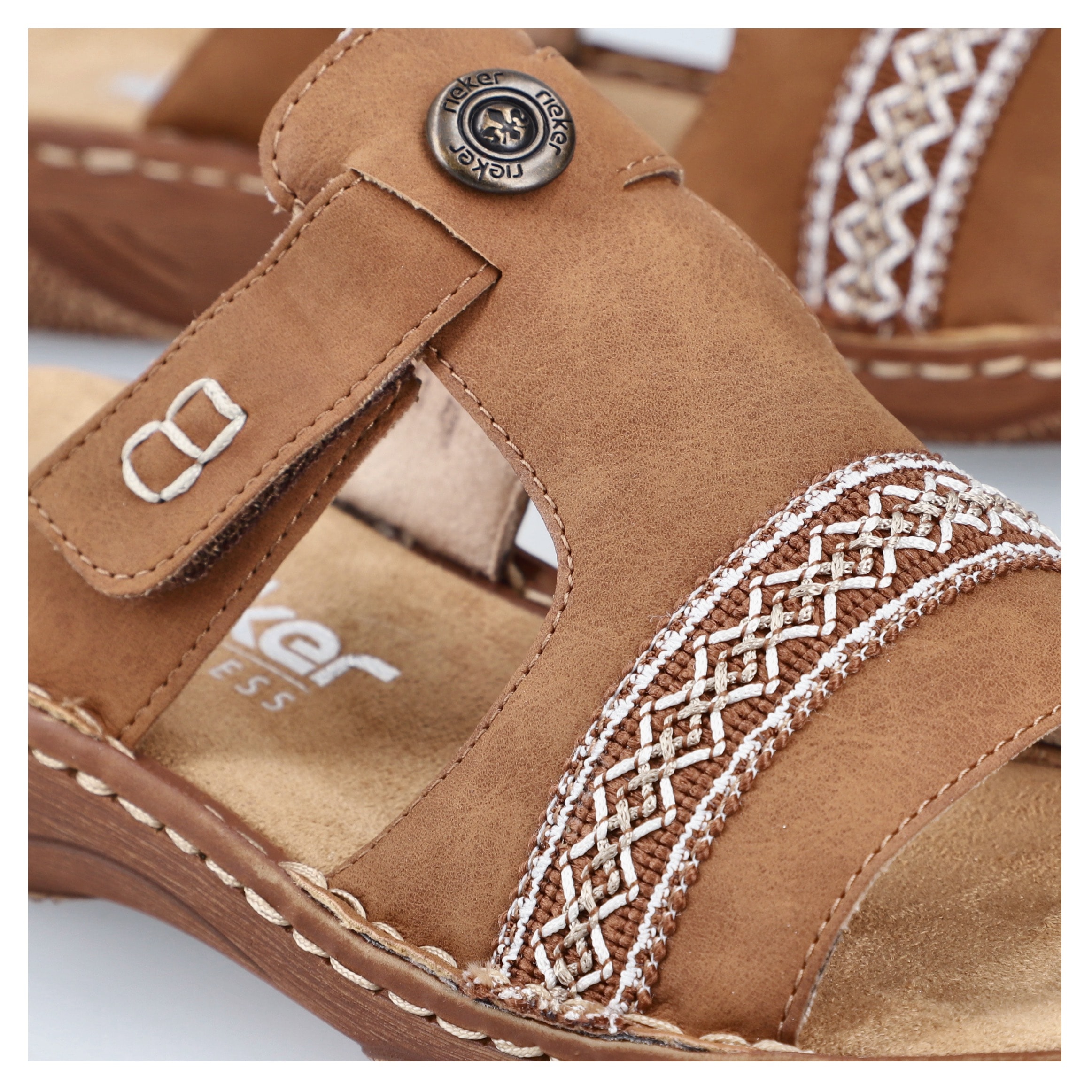 Rieker Pantolette, Sommerschuh, Schlappen, Hausschuh, Urlaubschuh mit Klettverschluss