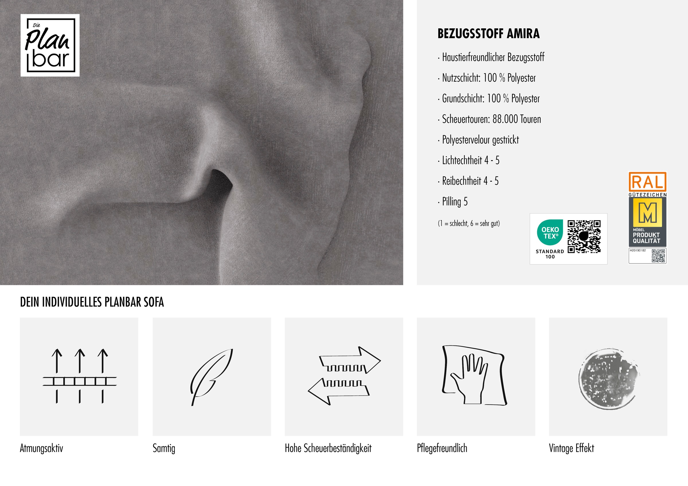 Die PlanBar Wohnlandschaft wahlweise mit Kopfstützen und Sitztiefenverstellung