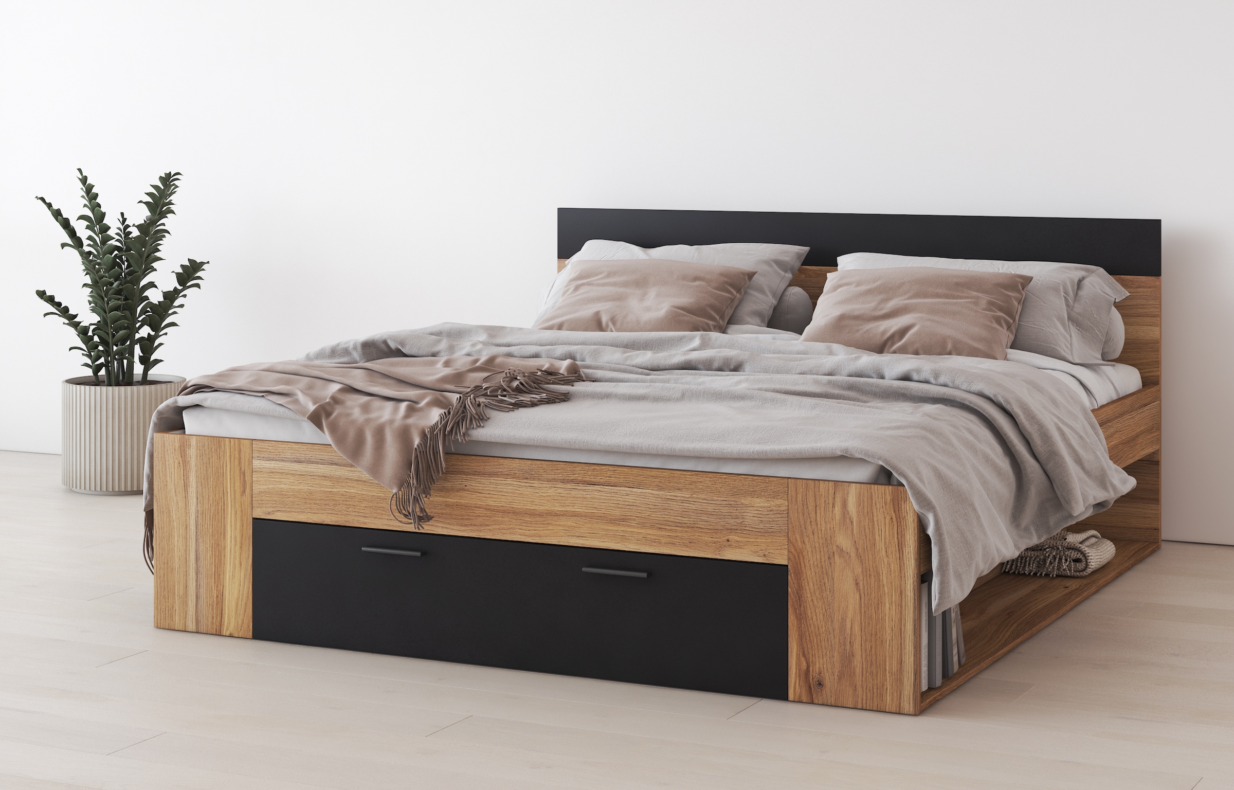 Home affaire Bettgestell "Faweza, Breite 160 bzw. 180 cm, Stauraumbett", Fu günstig online kaufen