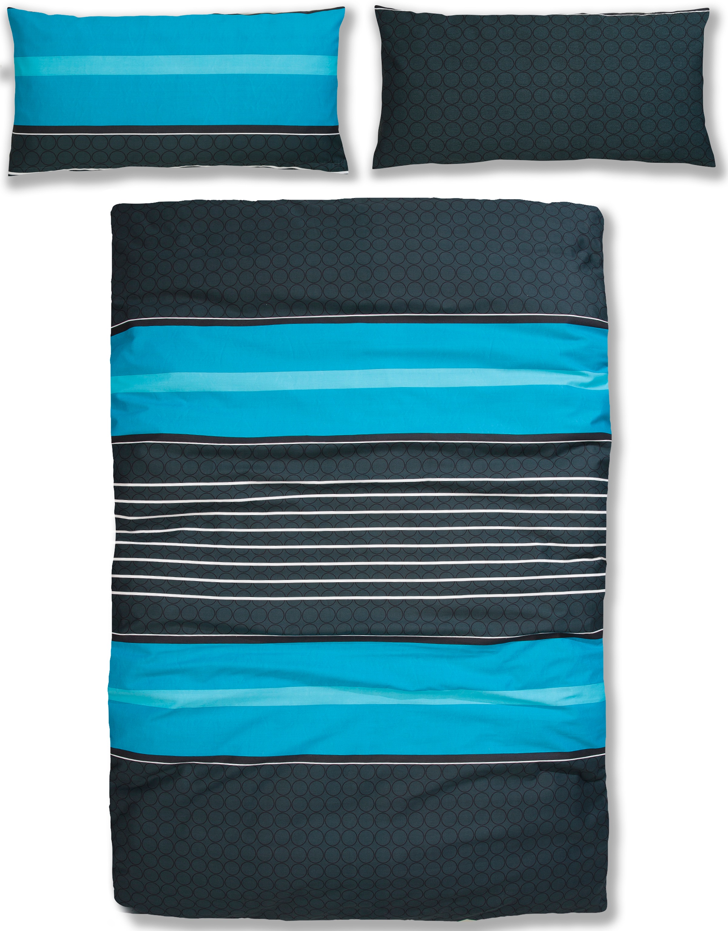 my home Bettwäsche "Circle" 2 Stk. tlg. Bettwäsche aus Baumwolle mit Streif günstig online kaufen