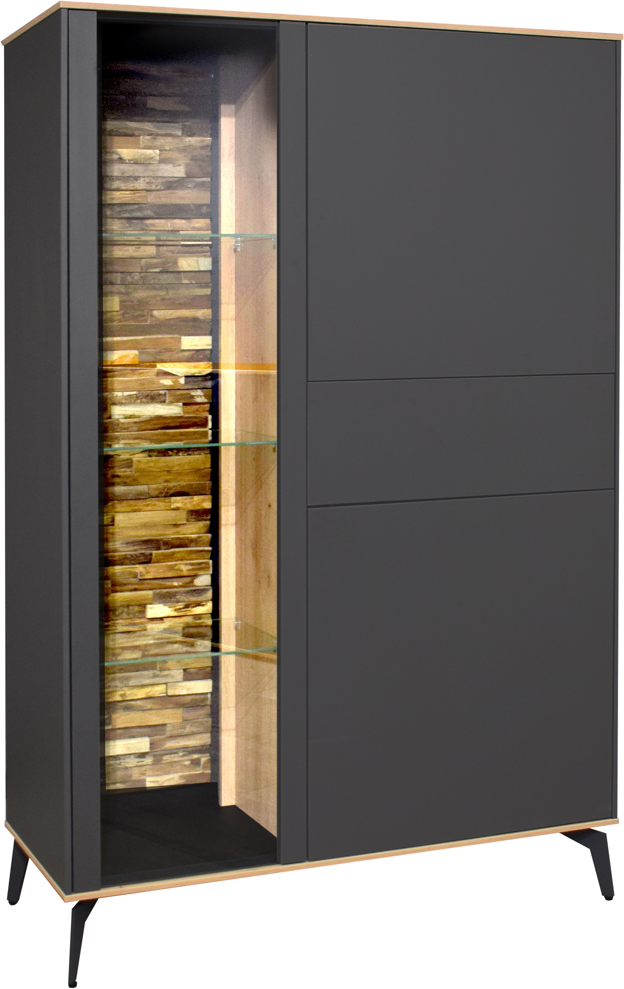 Thumbnail - Mäusbacher Highboard Faro Highboard B 101 cm, inkl. Beleuchtung, Push to open, Metallfüße