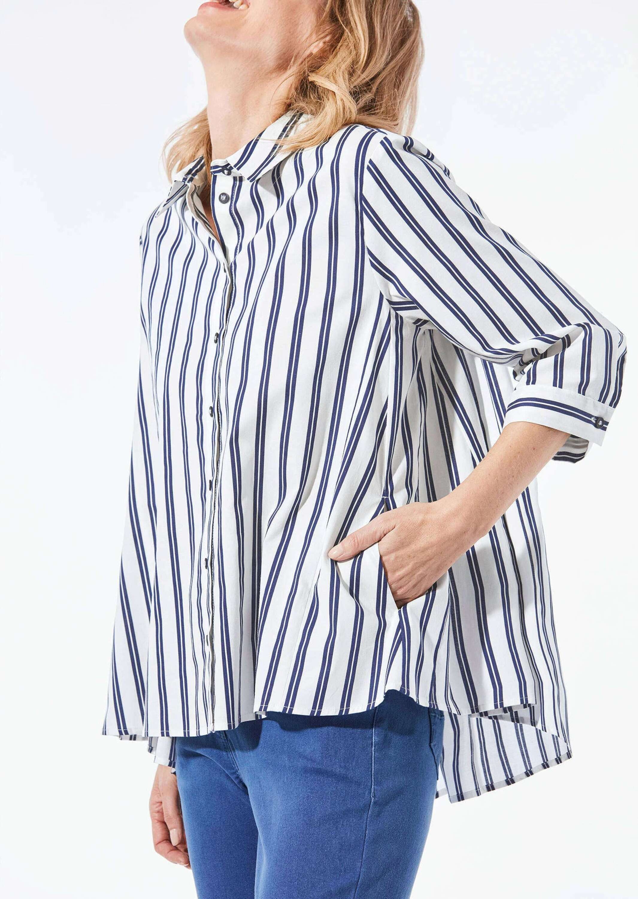 GOLDNER Kurzarmbluse »Bluse Schlichte Baumwoll-Bluse mit 3/4-Arm«