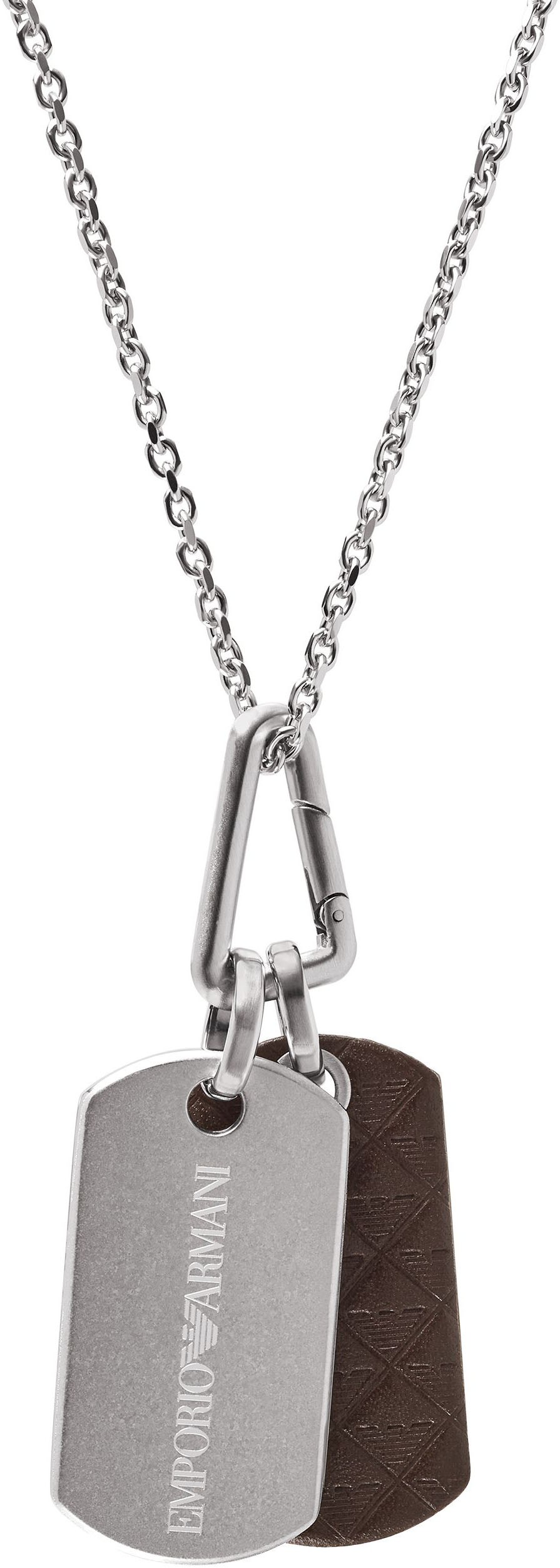 Emporio Armani Kette mit Anhänger »Schmuck Geschenk Edelstahl Leder Dog Tag, EGS3133040«, (Set, 4 tlg.)