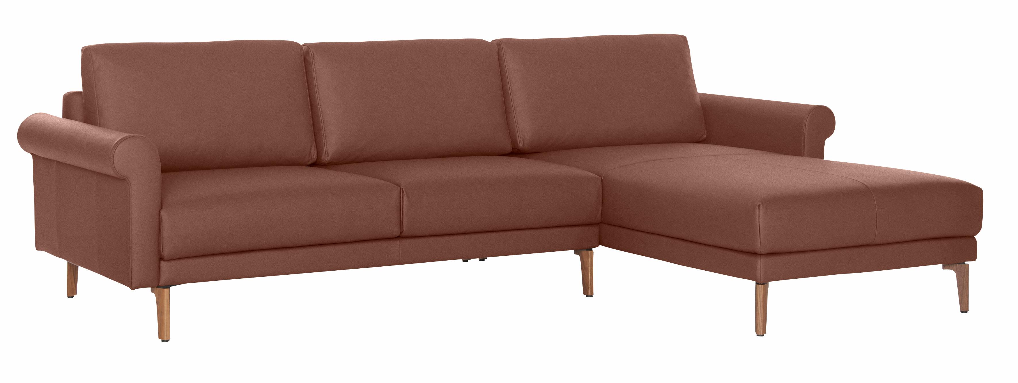 hülsta sofa Ecksofa „hs.450“, Armlehne Schnecke modern Landhaus, Breite 282 cm, Fuß Nussbaum signalbraun 534, 44 Rabatt: 57 %
