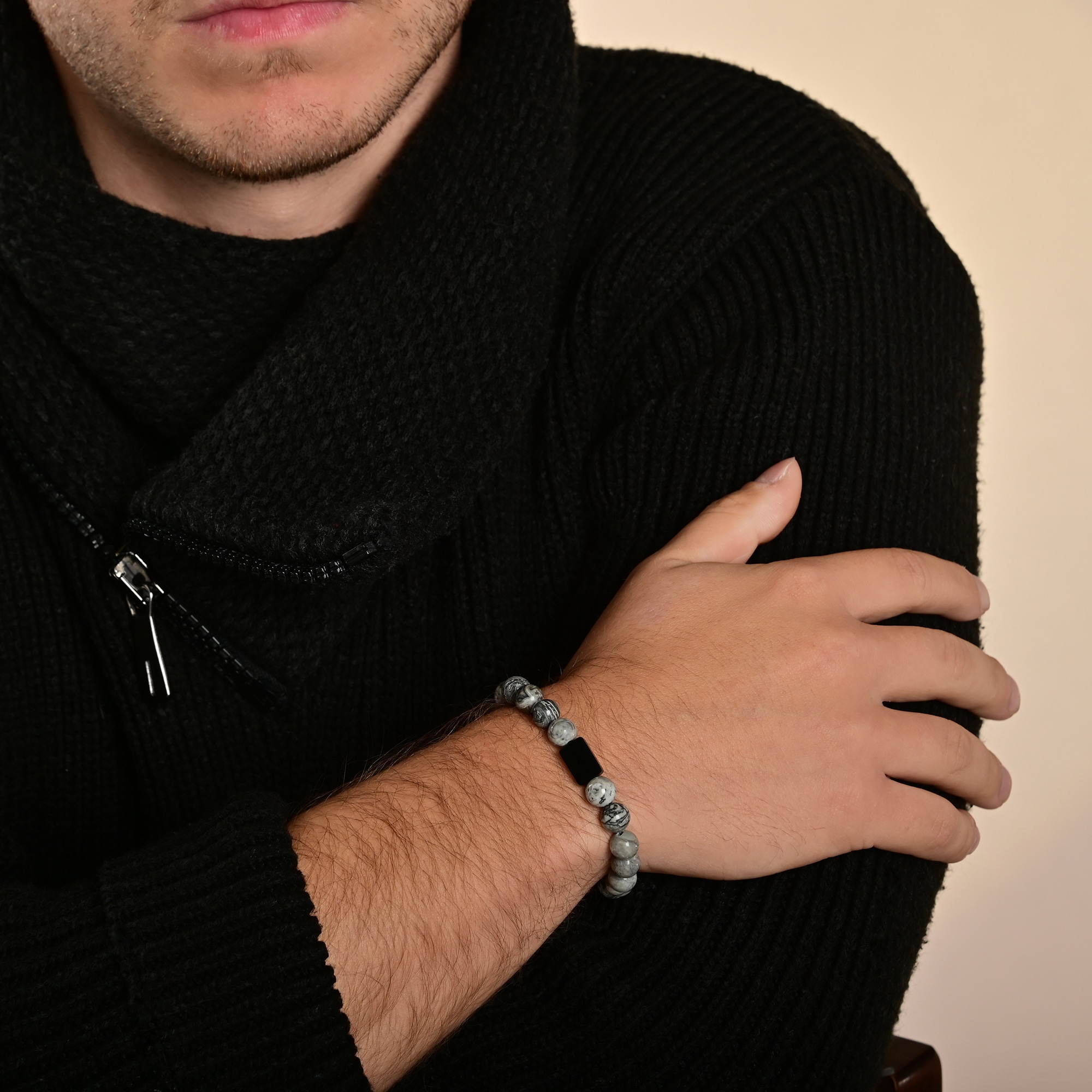 Adelia´s Gliederarmband »Herren Armband – Kugelarmband aus Edelstahl mit Jaspis 21 cm« Ein stilvolles Geschenk für besondere Momente