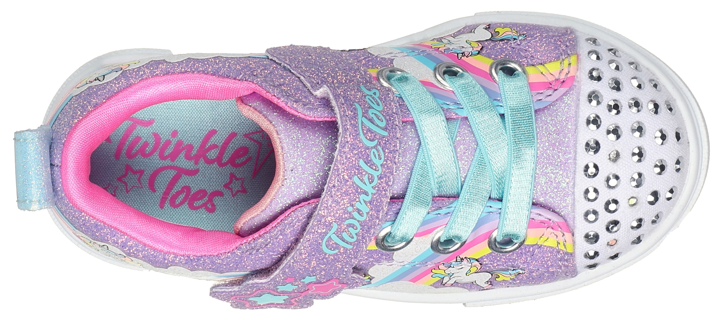 Skechers Lauflernschuh »TWINKLE SPARKS - JUMPIN CLOUDS«, Blink,-Klettschuh mit Nieten, Größenschablone zum Download