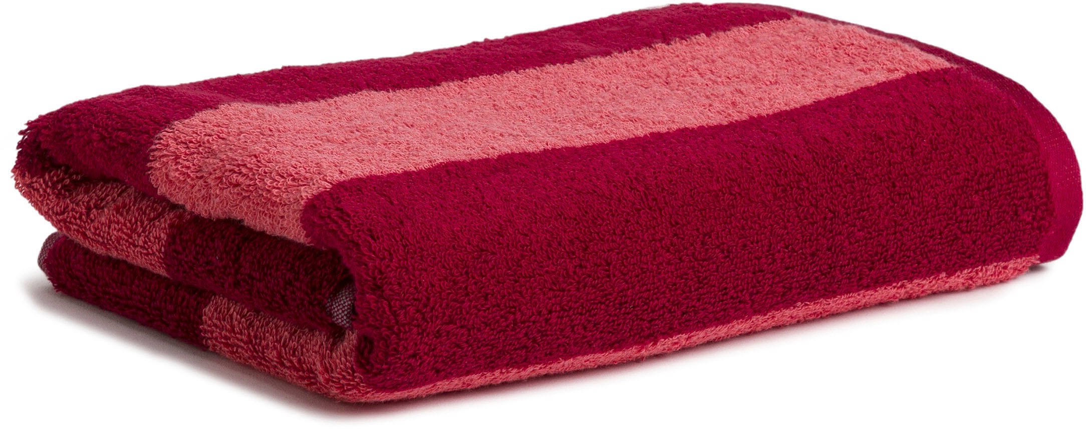 Handtücher MÖVE, B:50cm L:100cm, rot, Walkfrottier, Obermaterial: 100% Baumwolle, Badezimmer, Handtücher, "Block Streifen", Handtuch mit