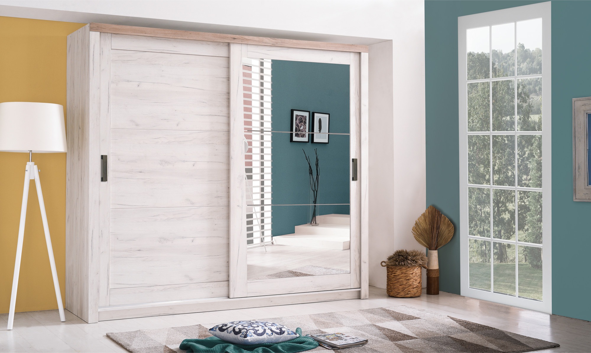 Home affaire Kleiderschrank »Kent, FSC®-zertifizierter Holzwerkstoff, Made in Europe«, mit Spiegel und Schiebtüren, 223,5x67x227cm