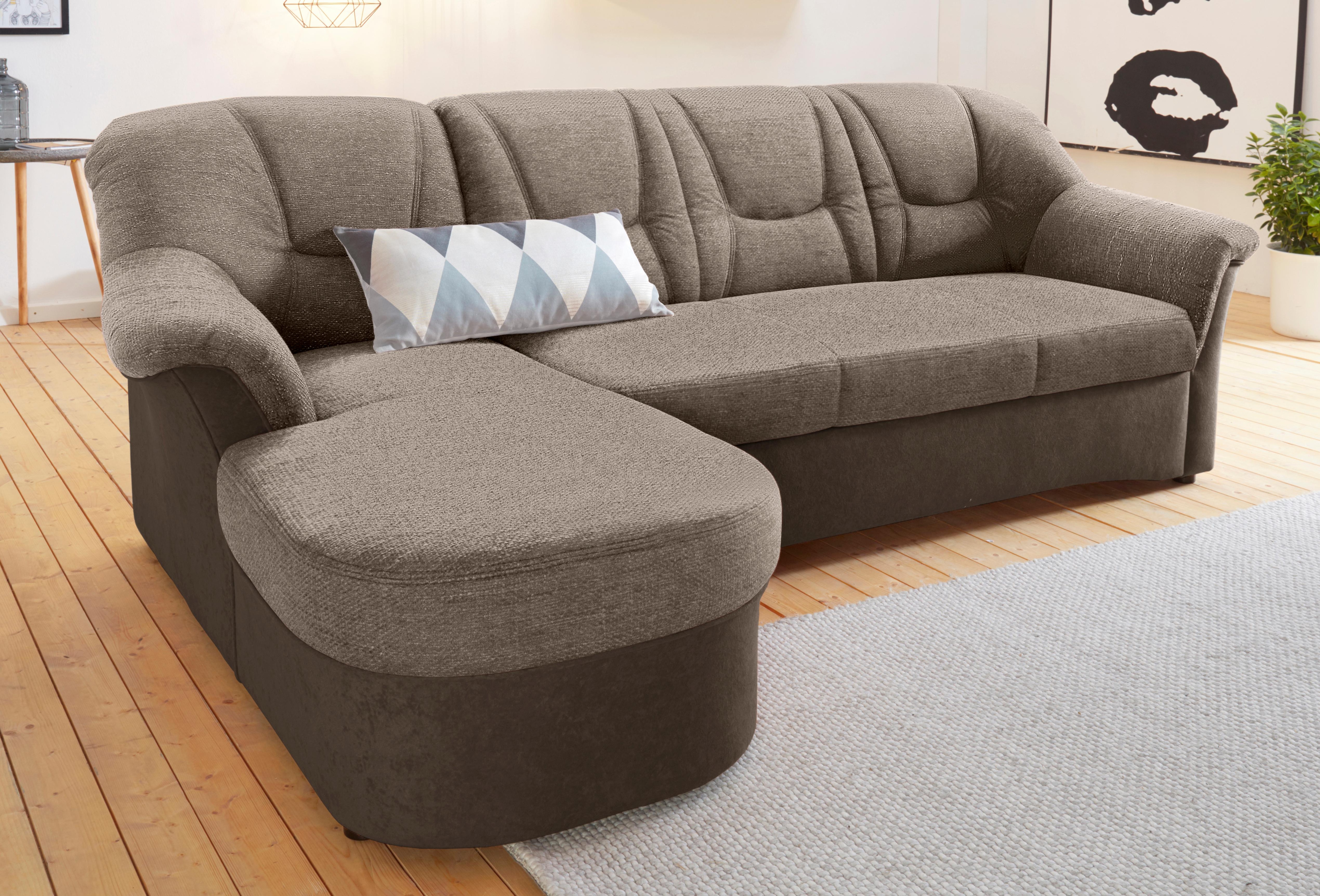 DOMO collection Ecksofa "SARAFINA 232x146 cm, auch mit Federkern für noch mehr Sitzkomfort" whlw. mit Bettfunktion, L-Form