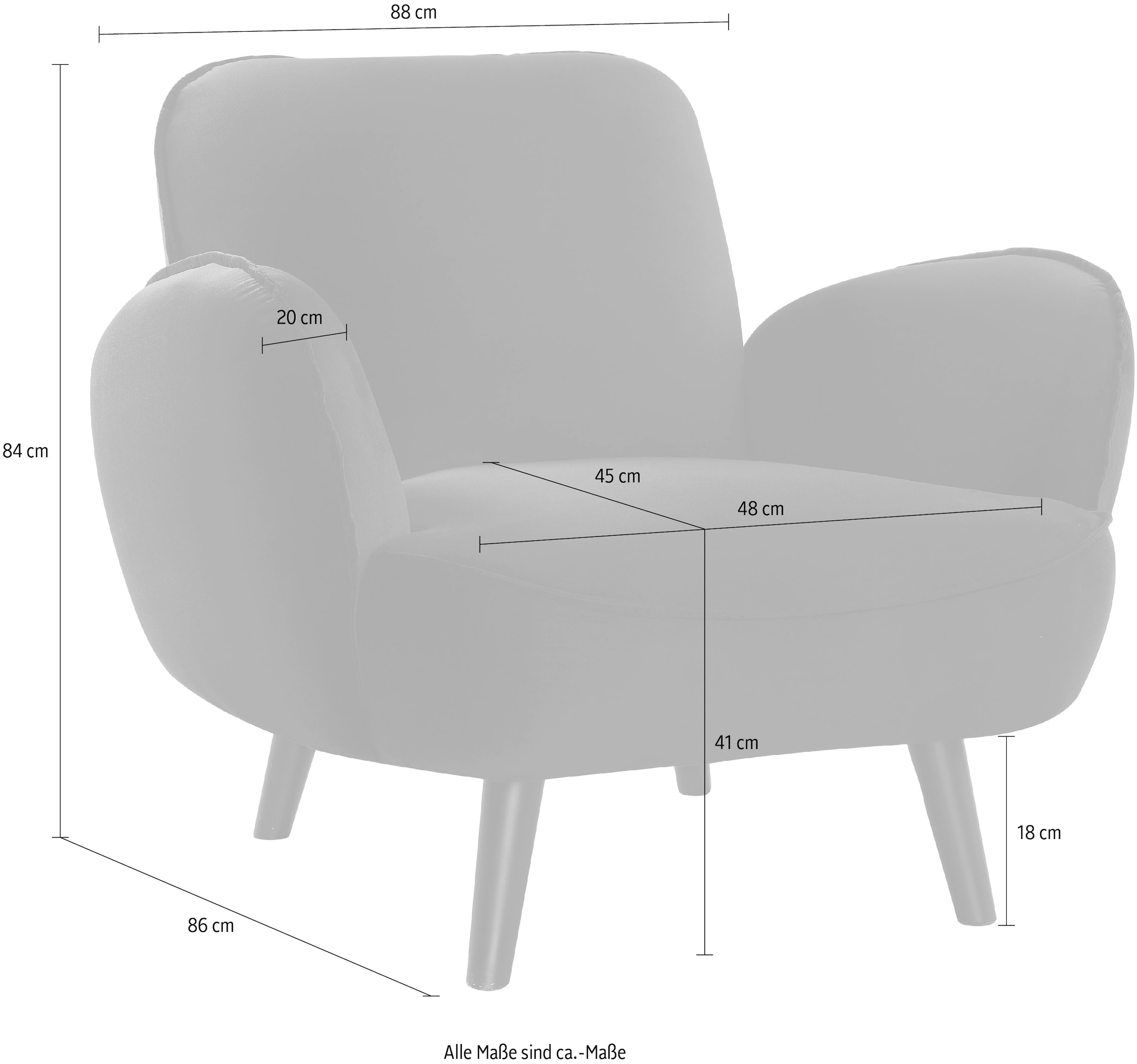 ATLANTIC home collection Sessel »Ben«, mit Wellenunterfederung, Massivholzfüße, frei im Raum stellbar