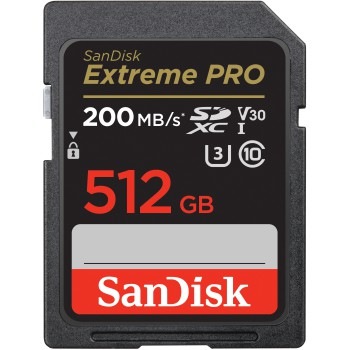 SANDISK Speicherkarte "SDXC Extreme PRO, 2 Jahre RescuePRO Deluxe", 512 GB, schwarz, Speicherkarten