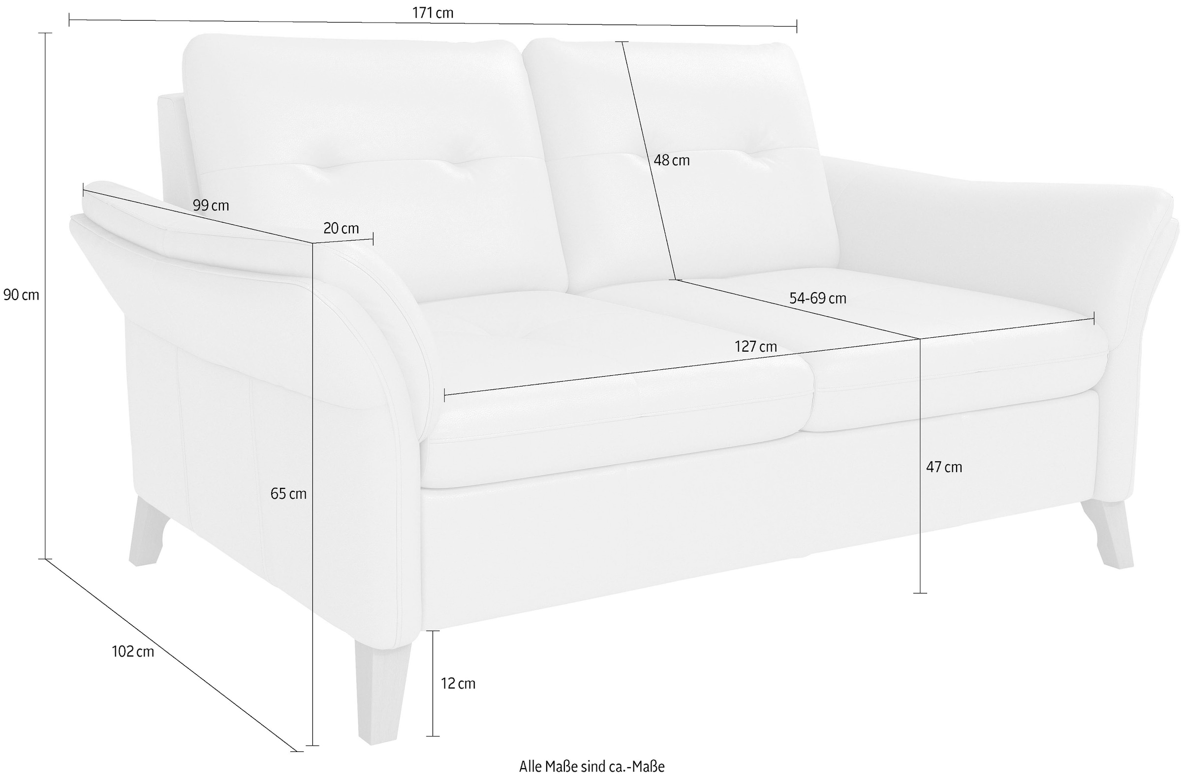 sit&more 2-Sitzer »Göteborg«, inklusive Sitztiefenverstellung und Federkern