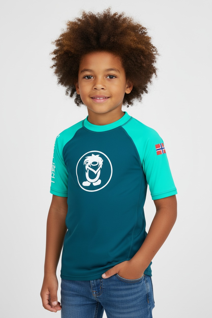 Funktionsshirt TROLLKIDS "KIDS KVALVIKA T", Mädchen, Gr. 98, schwarz mint, petrol, Obermaterial: 90% Polyester, 10% Elasthan, Shirts Funktionsshirt, für Kinder und Jugendliche, kurzärmlig, mit UV-Schutzfaktor 50+