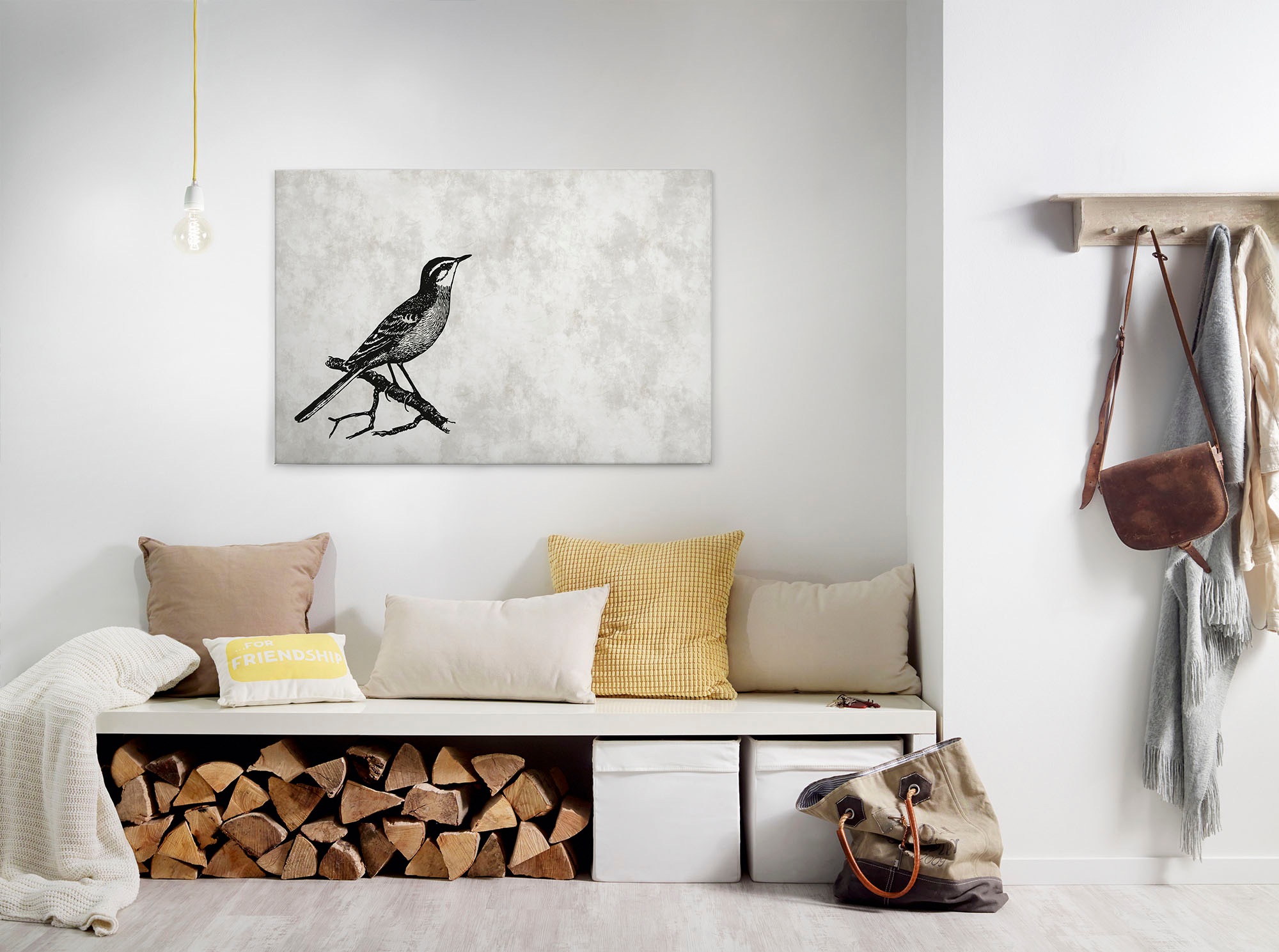 A.S. Création Leinwandbild "sketchpad 4" Kunst Vögel 1 Stk. tlg. Schwarz-Weiß Zeichnung Vogel Keilrahmen Leinwand-Bild Wohnzimmer Wand