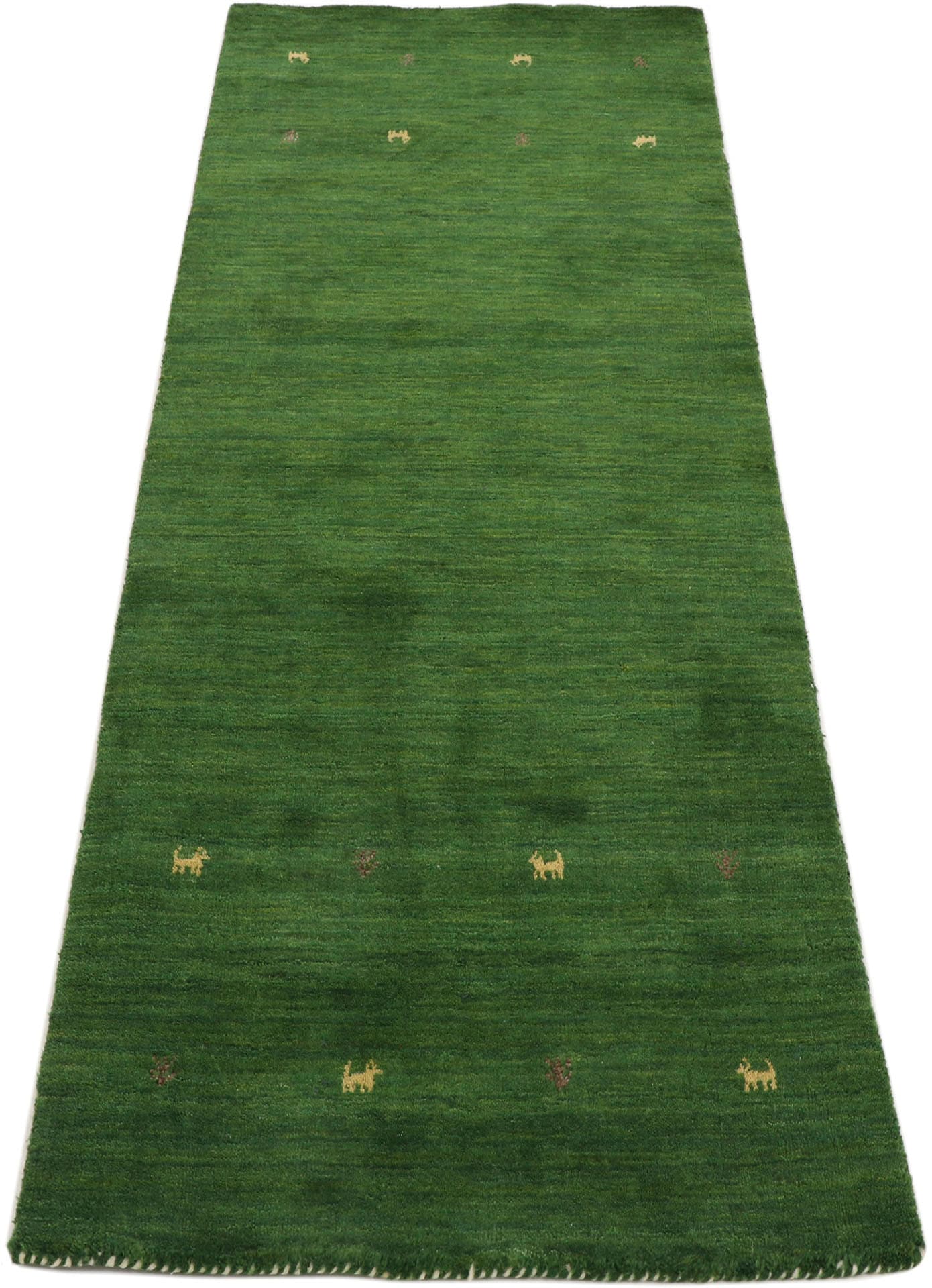 carpetfine Wollteppich »Gabbeh Uni, auch als Läufer erhältlich«, rechteckig, 15 mm Höhe, reine Wolle, handgewebt, Gabbeh Loom Tiermotiv, große Farbauswahl