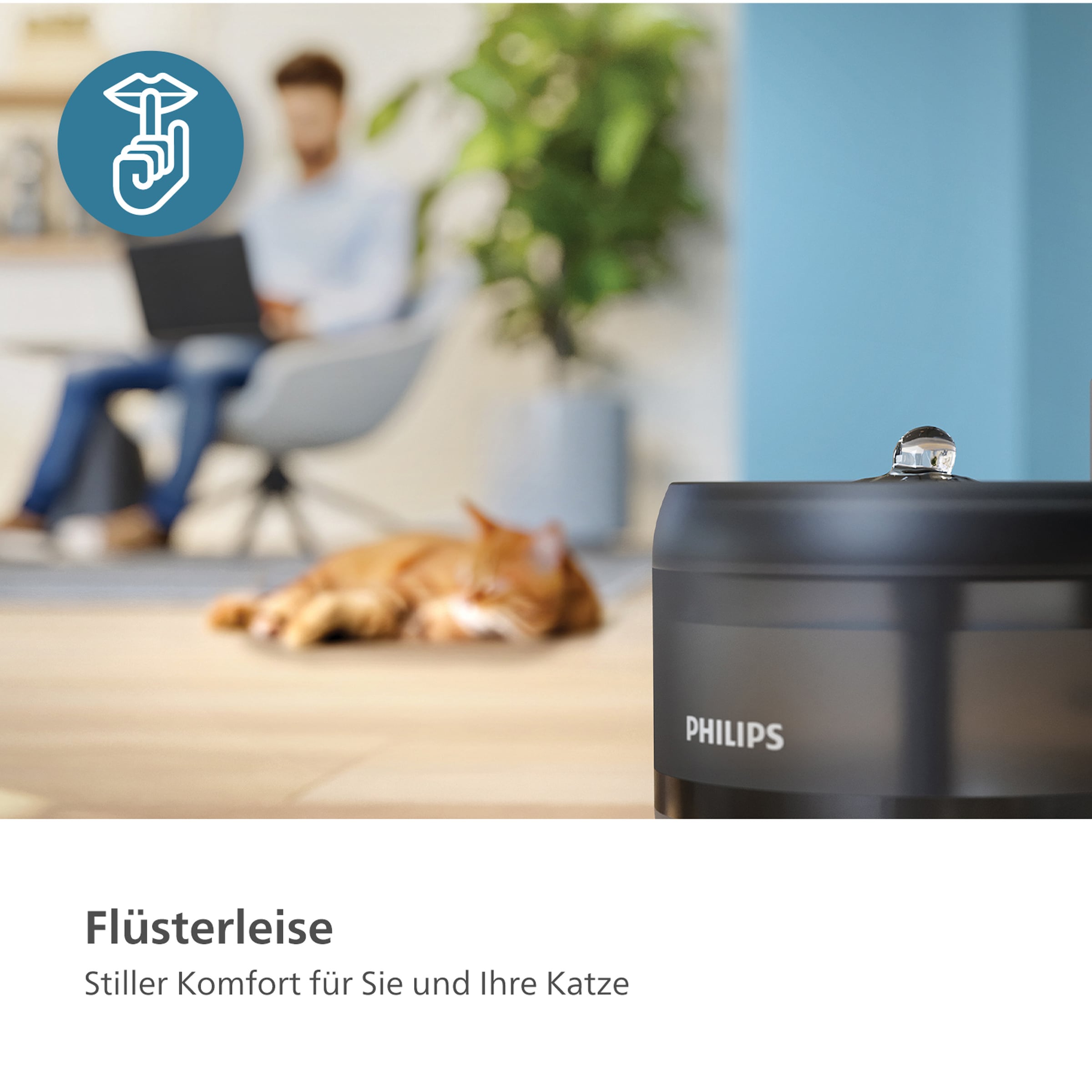 Philips Trinkbrunnen »PAW3210/02 Pet Series, 2,2l, für Katzen und kleine Hunde geeignet«, (1 St.), mit Nachfüllüberwachung, 4-schichtigem Filtersystem, flüsterleise