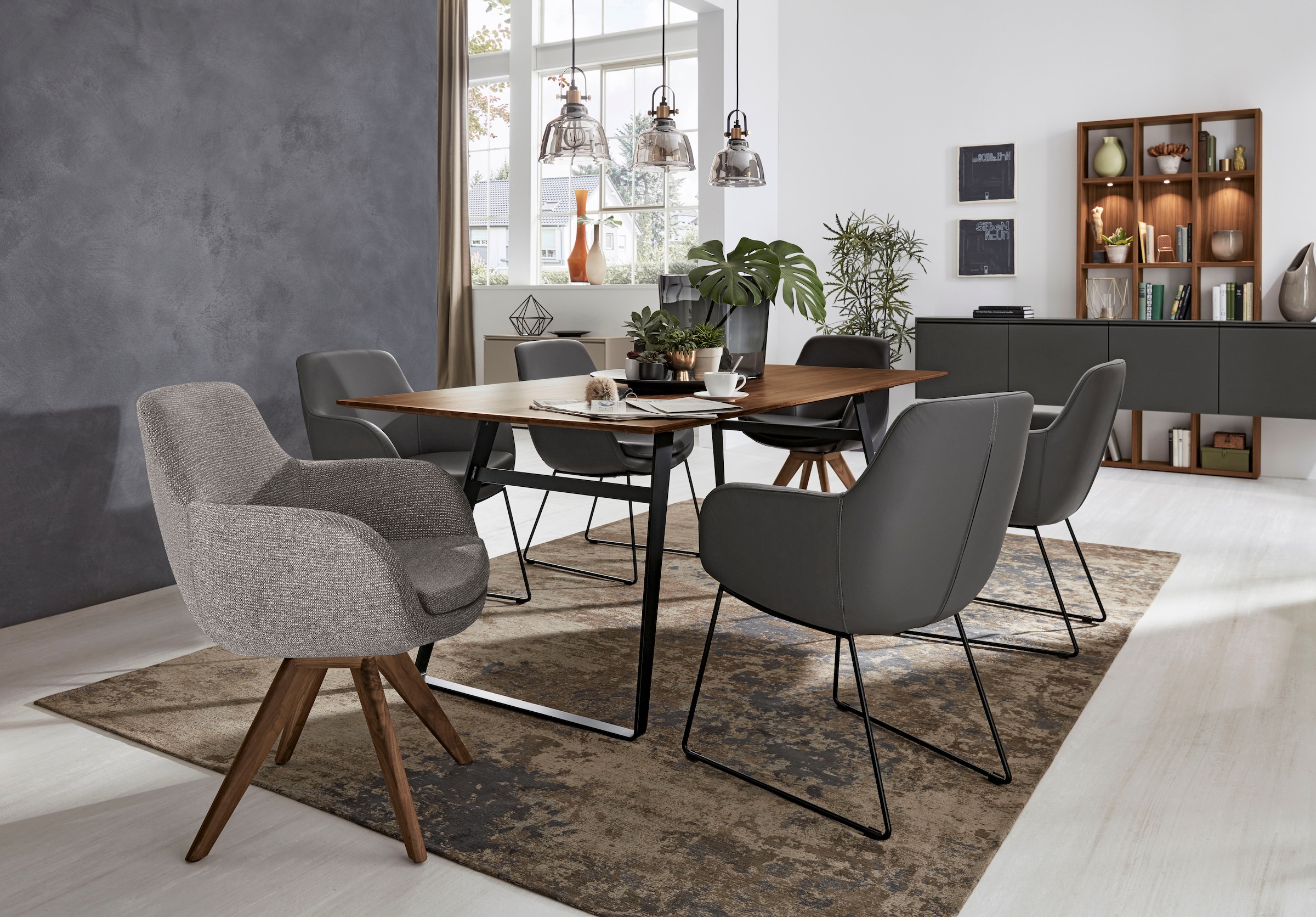 Musterring Esszimmerstuhl "Tavia", (Set), Chenille, Stativgestell Wildnussb günstig online kaufen