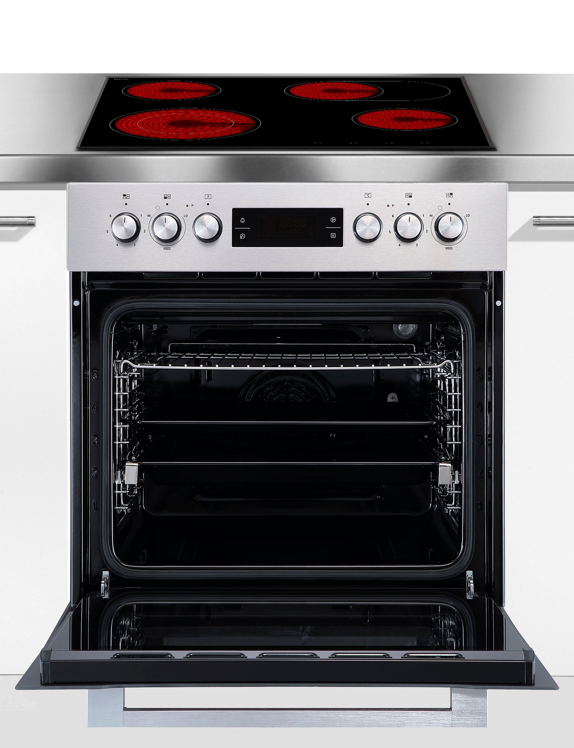 Thumbnail - Hanseatic Elektro-Herd-Set "65C90C7-E11B200" mit 1-fach-Teleskopauszug Leichte Verschmutzungen werden mithilfe von Wasse...