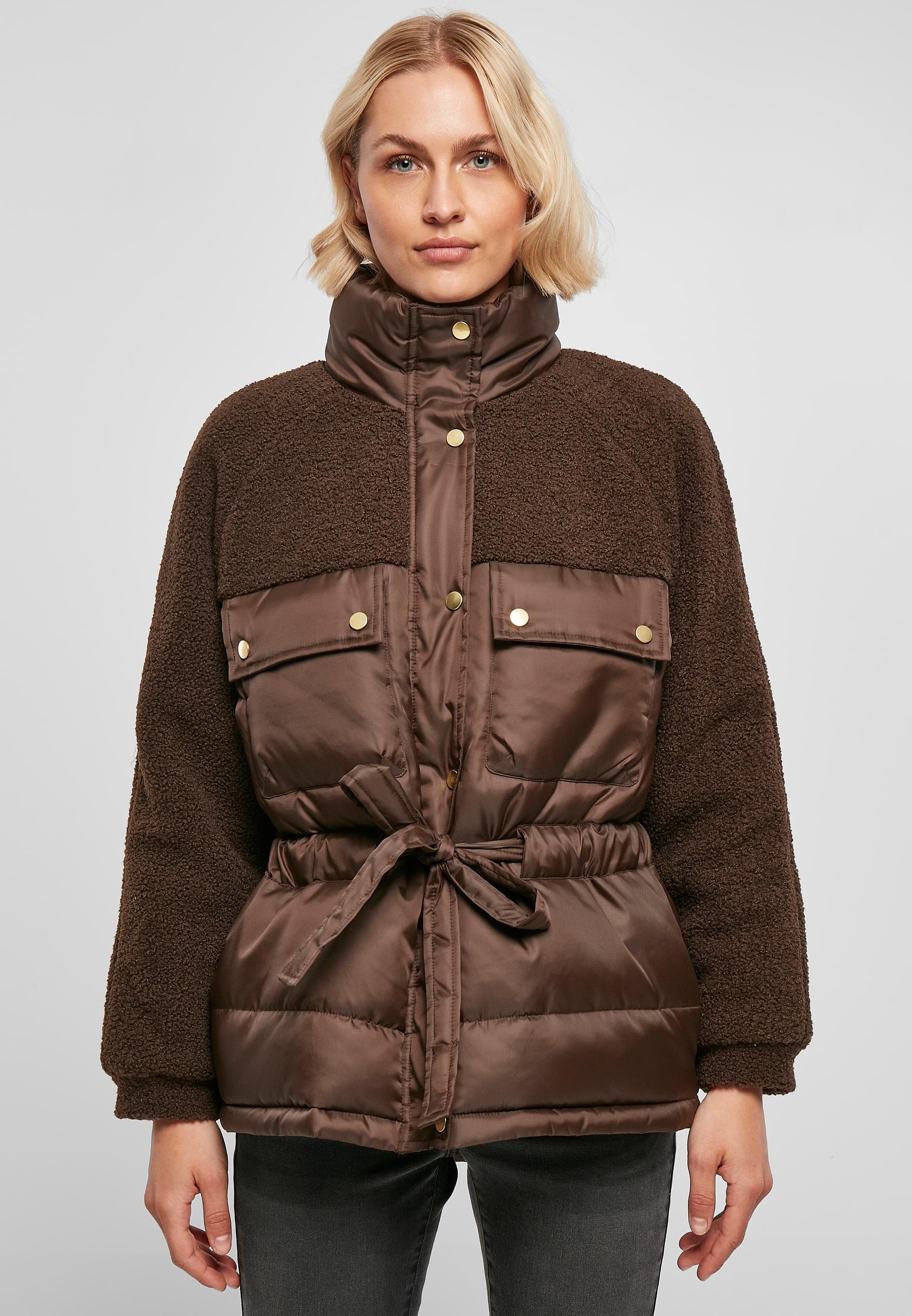 URBAN CLASSICS Winterjacke »Urban Classics Damen Ladies Sherpa Mix Puffer Jacket«, (1 St.), ohne Kapuze